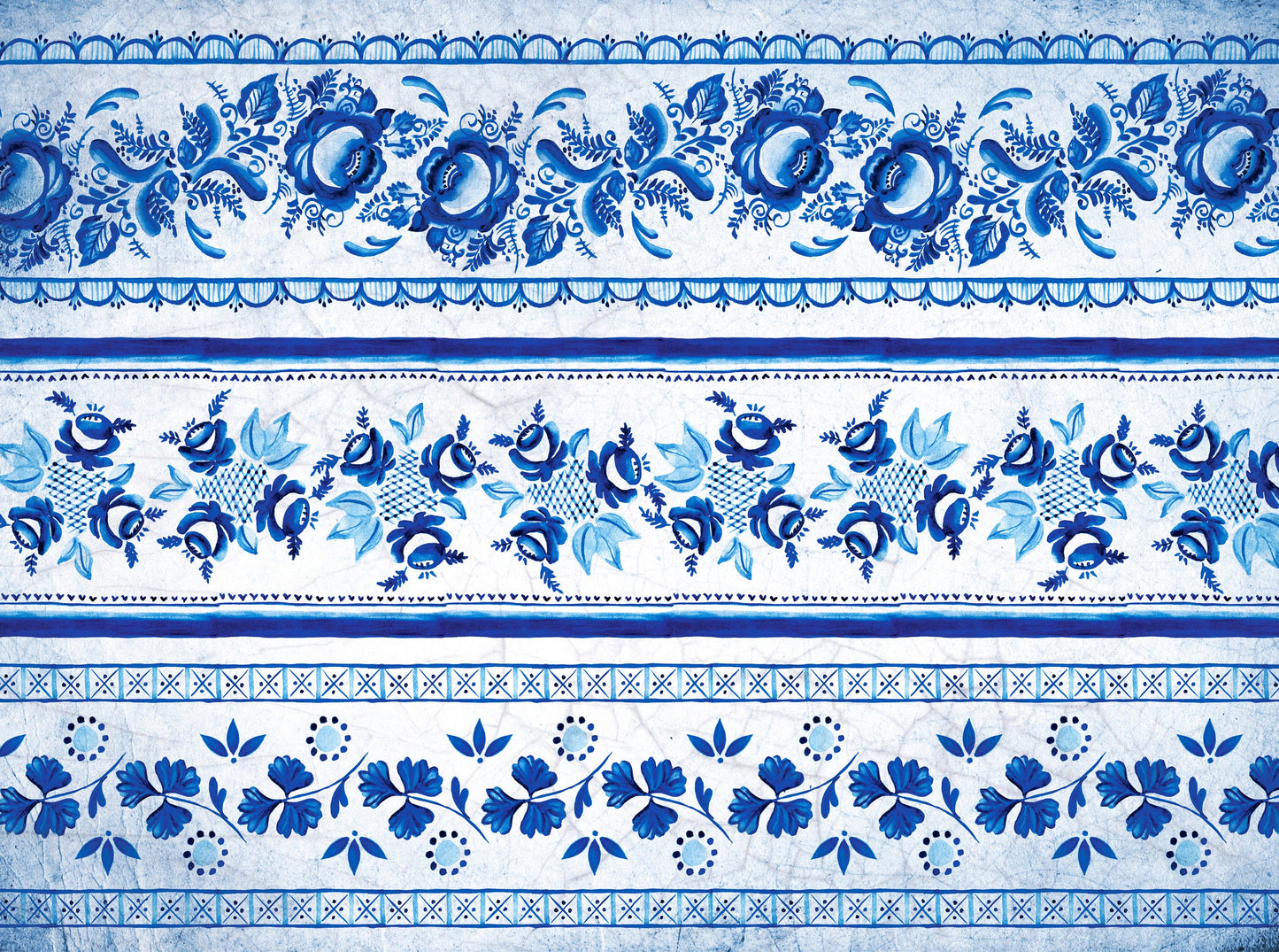 Large Decoupage Paper - Decoupage Art - Rice Paper for Decoupage - Vintage Decoupage - Blue Floral Bordure