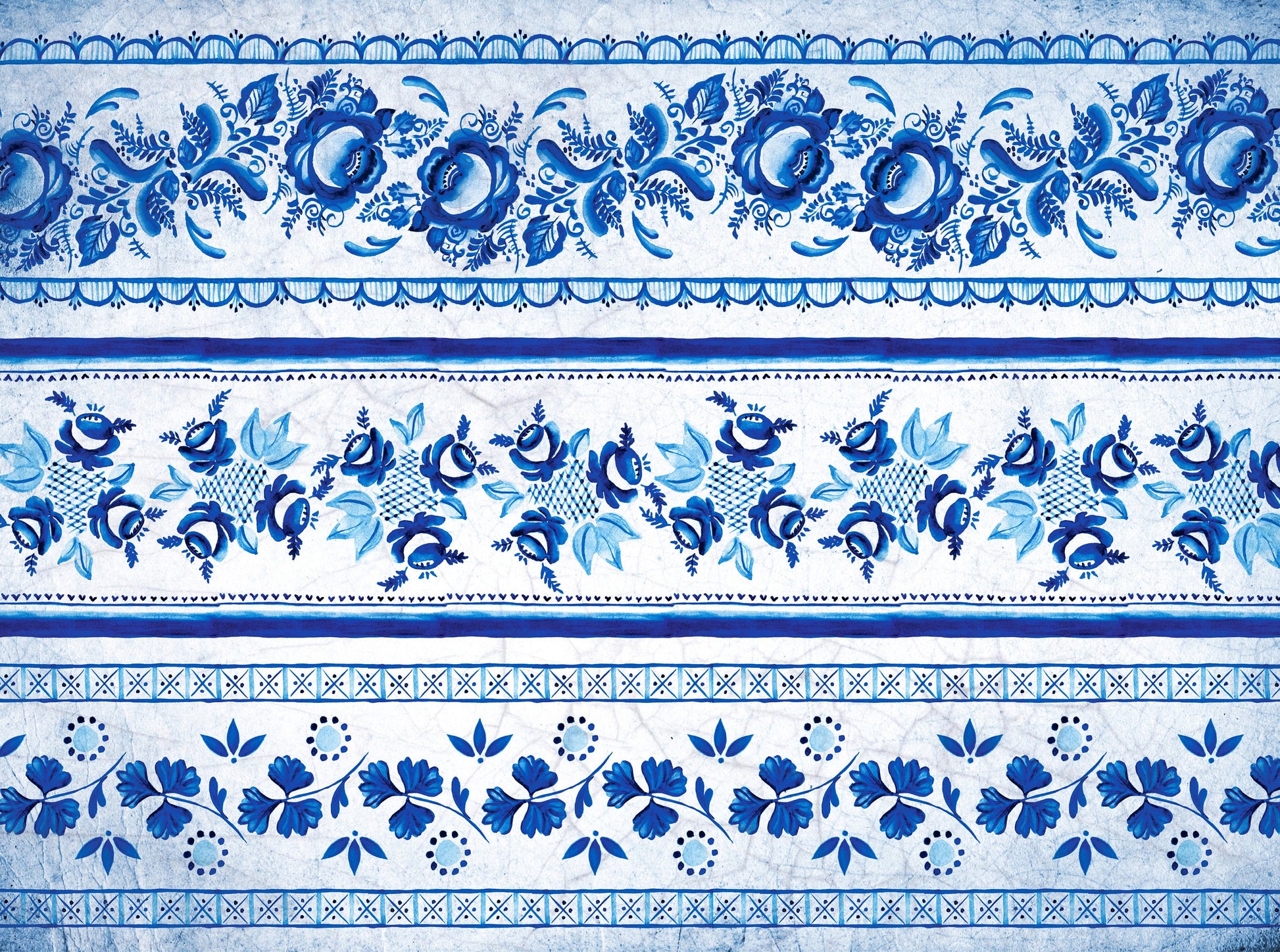 Large Decoupage Paper - Decoupage Art - Rice Paper for Decoupage - Vintage Decoupage - Blue Floral Bordure