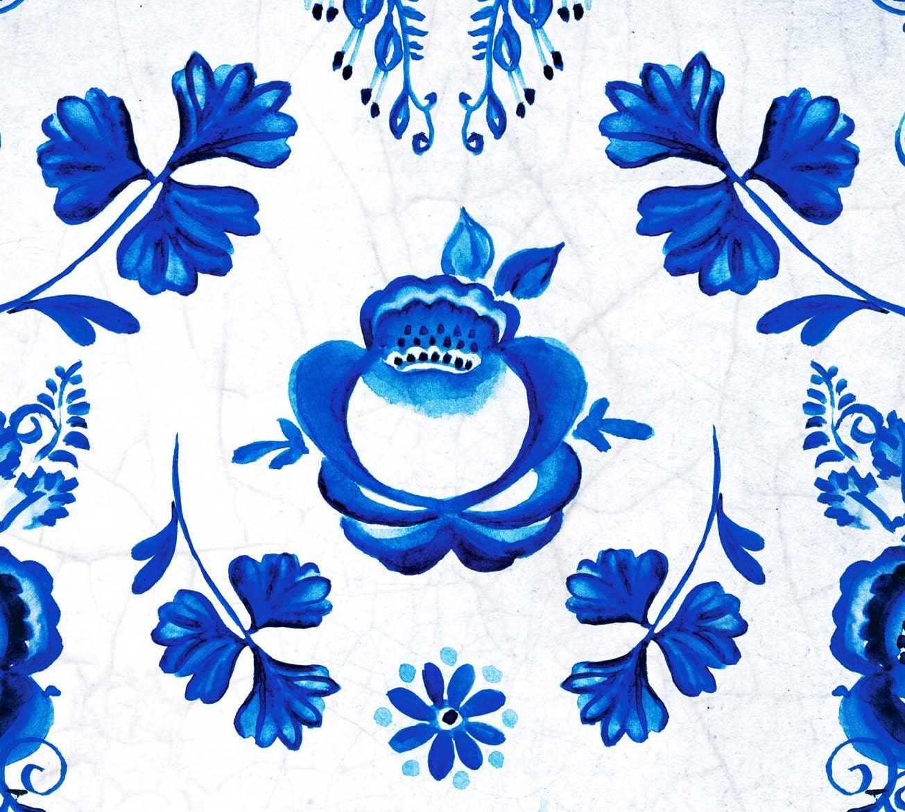 Blue Floral Rice Paper for Decoupage – Vintage Art