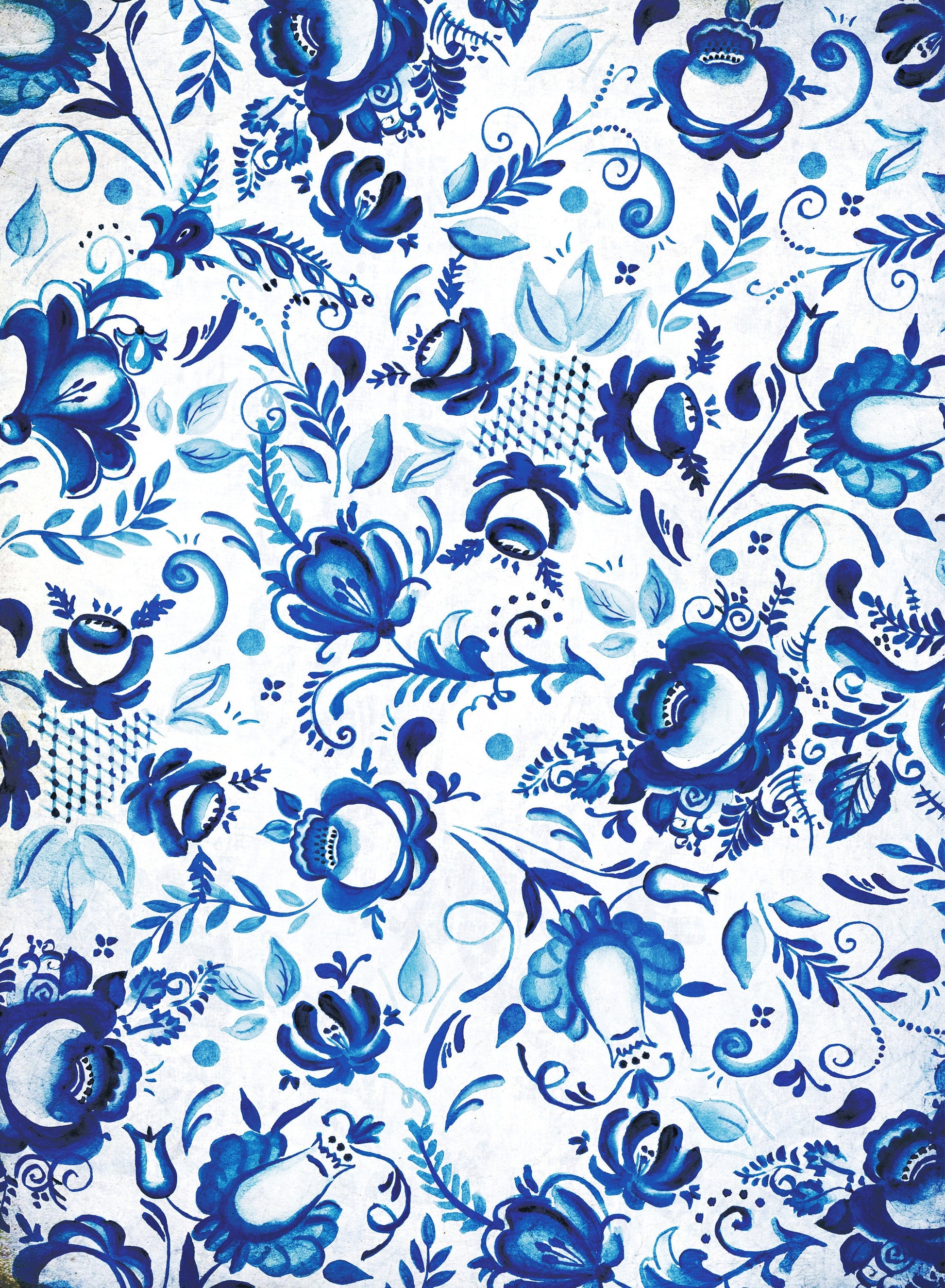 Large Decoupage Paper - Decoupage Art - Rice Paper for Decoupage - Vintage Decoupage - Blue Floral