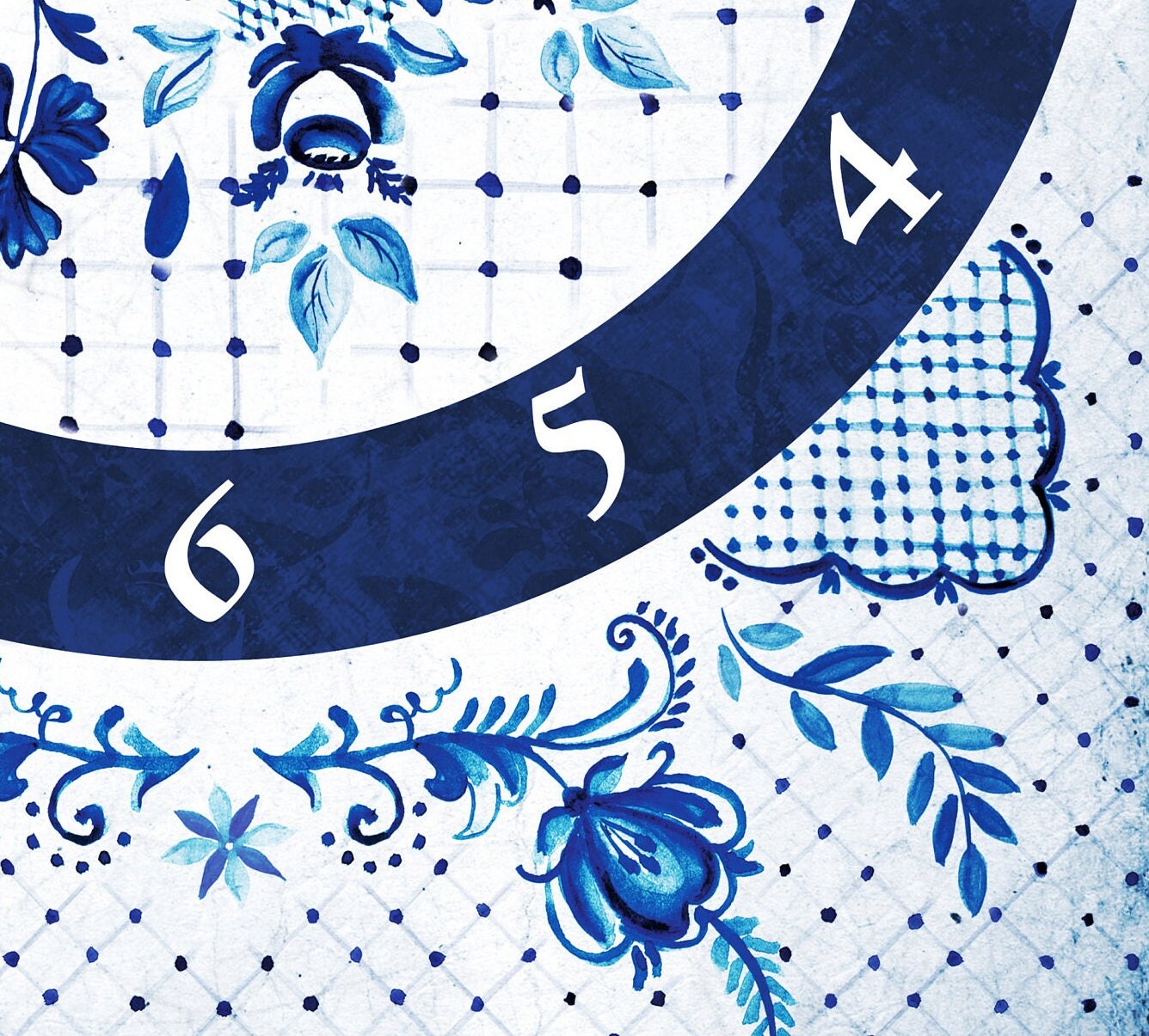 Large Decoupage Paper - Decoupage Art - Rice Paper for Decoupage - Vintage Decoupage - Blue Floral Clock