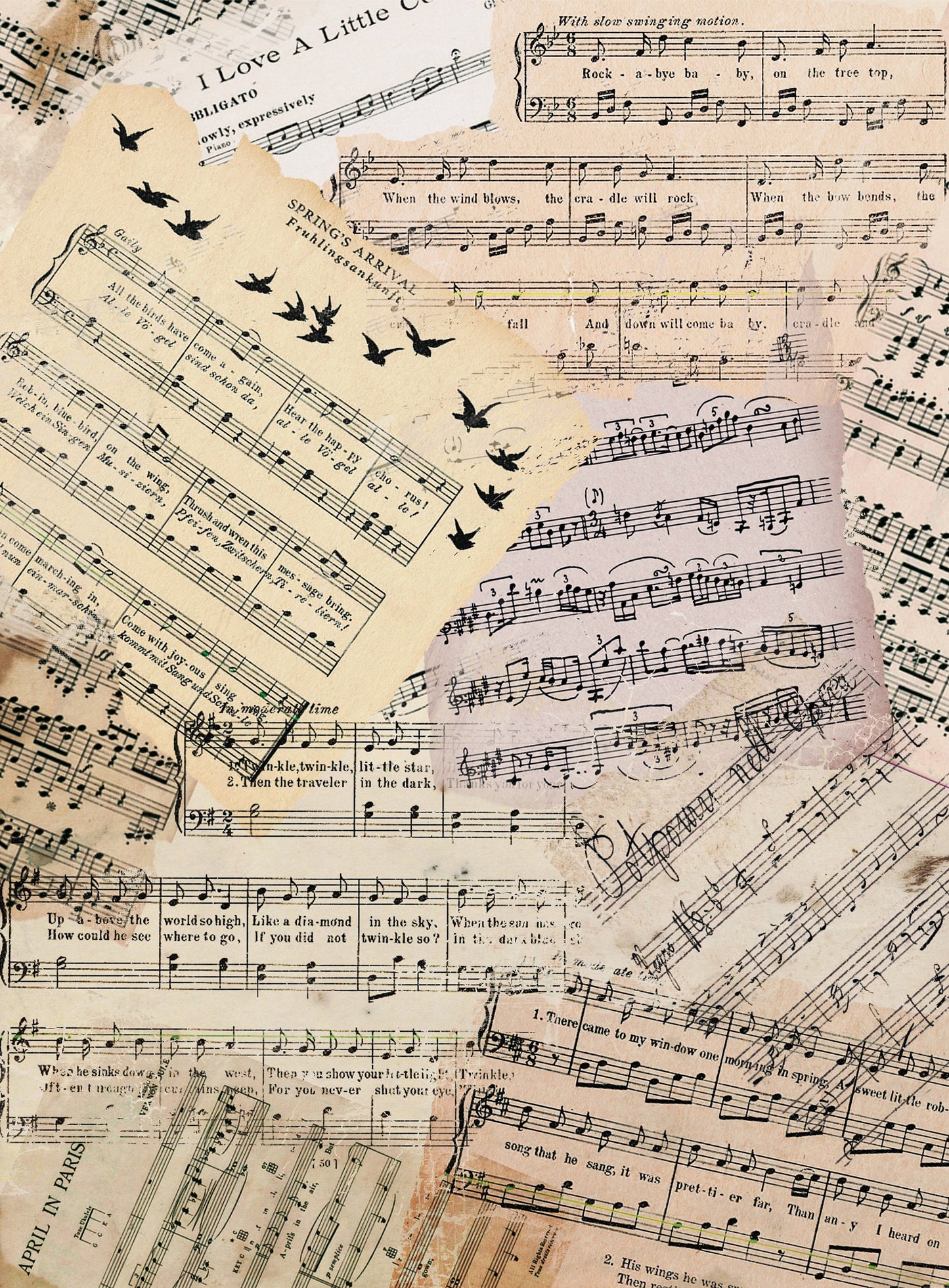 Large Music Notes Decoupage Paper - Rice Paper for Furniture Art