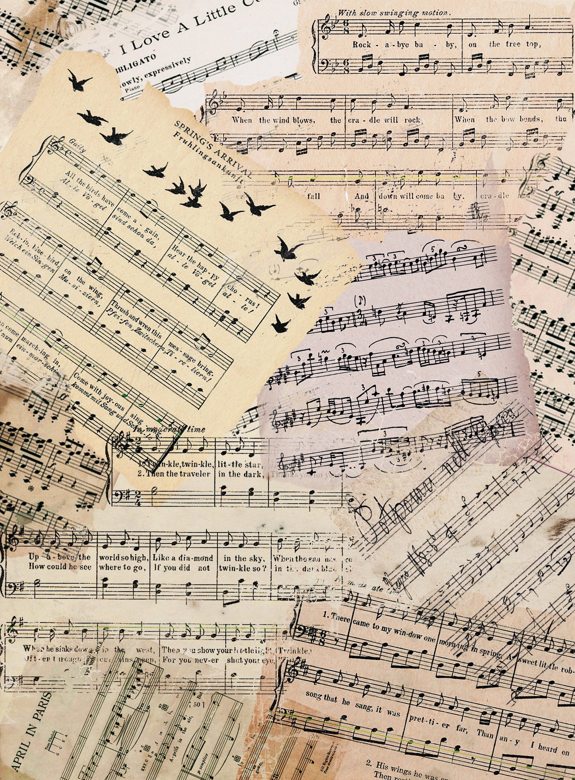 Large Music Notes Decoupage Paper - Rice Paper for Furniture Art