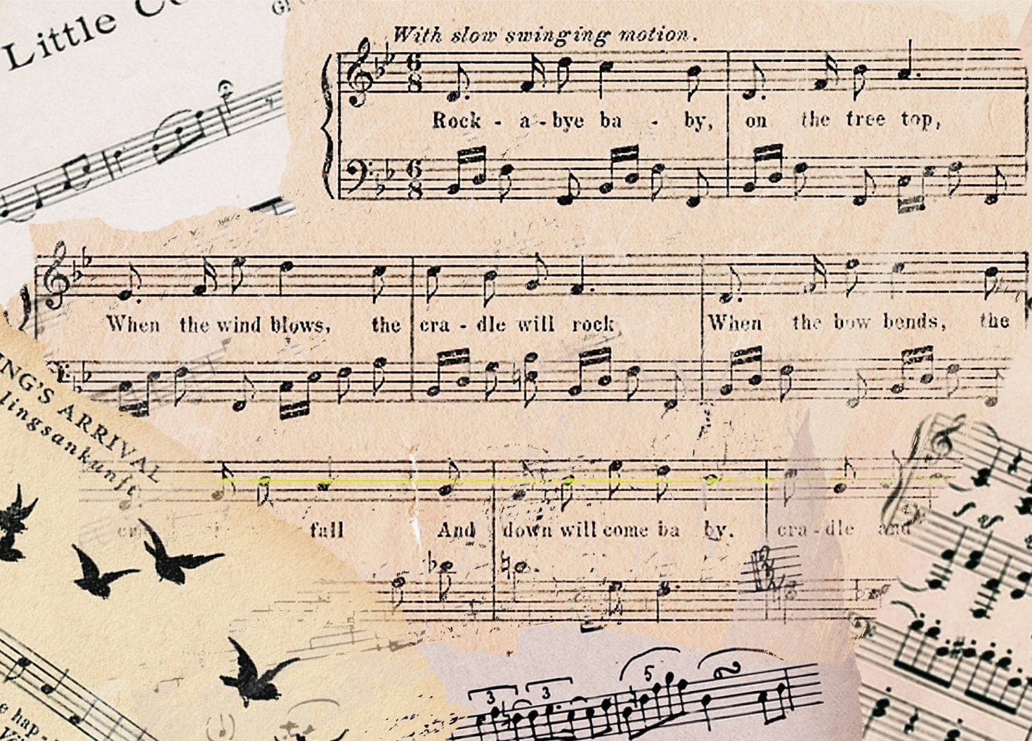 Large Music Notes Decoupage Paper - Rice Paper for Furniture Art