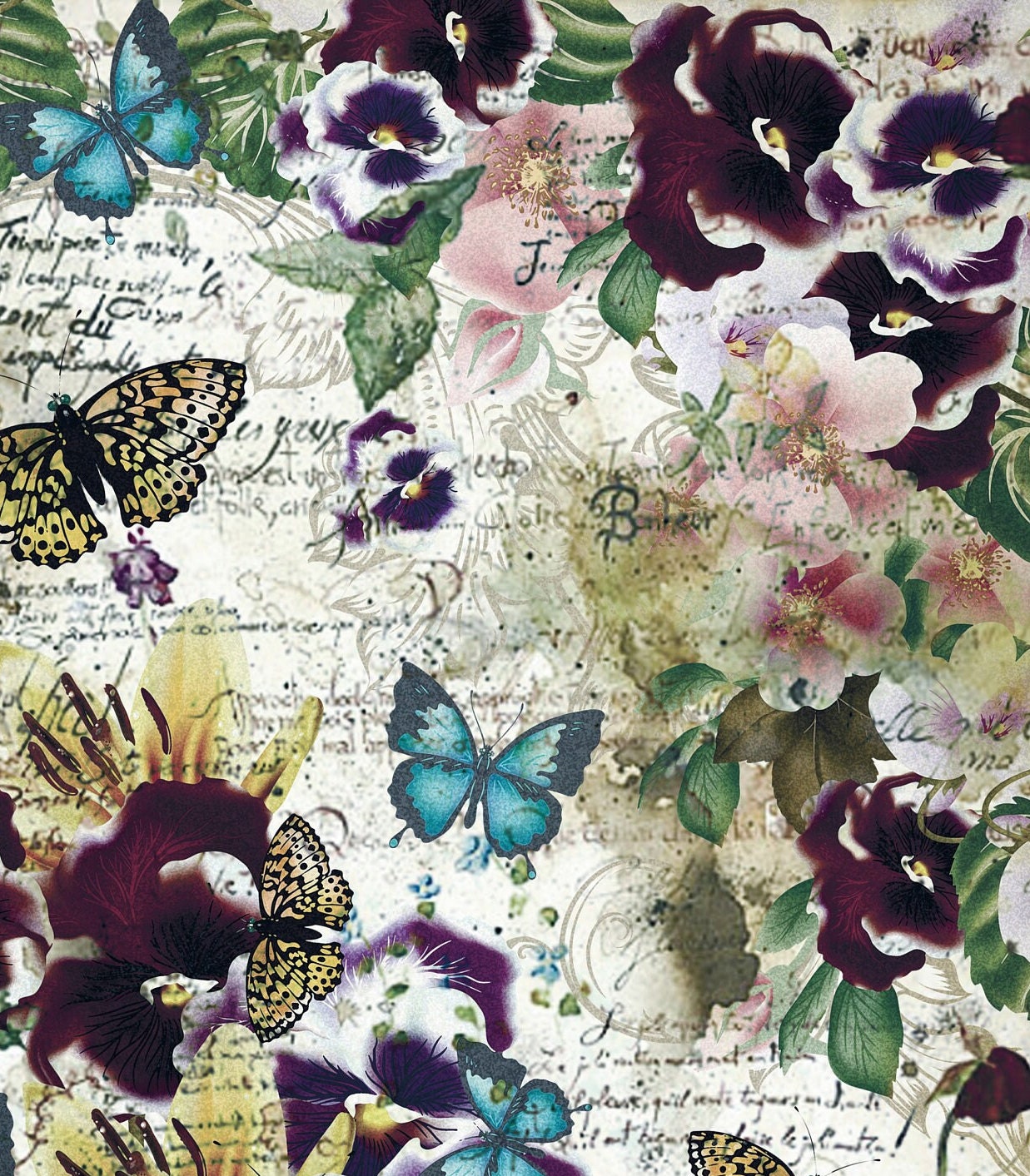 Large Decoupage Paper - Decoupage Art - Rice Paper for Decoupage - Vintage Decoupage - Butterfly