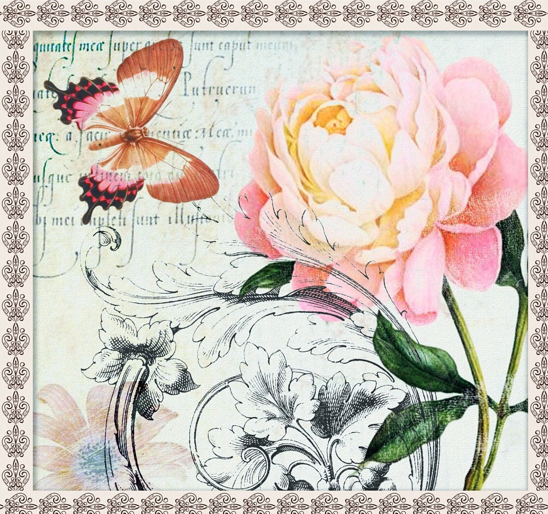 Large Decoupage Paper - Decoupage Art - Rice Paper for Decoupage - Vintage Decoupage - Butterfly