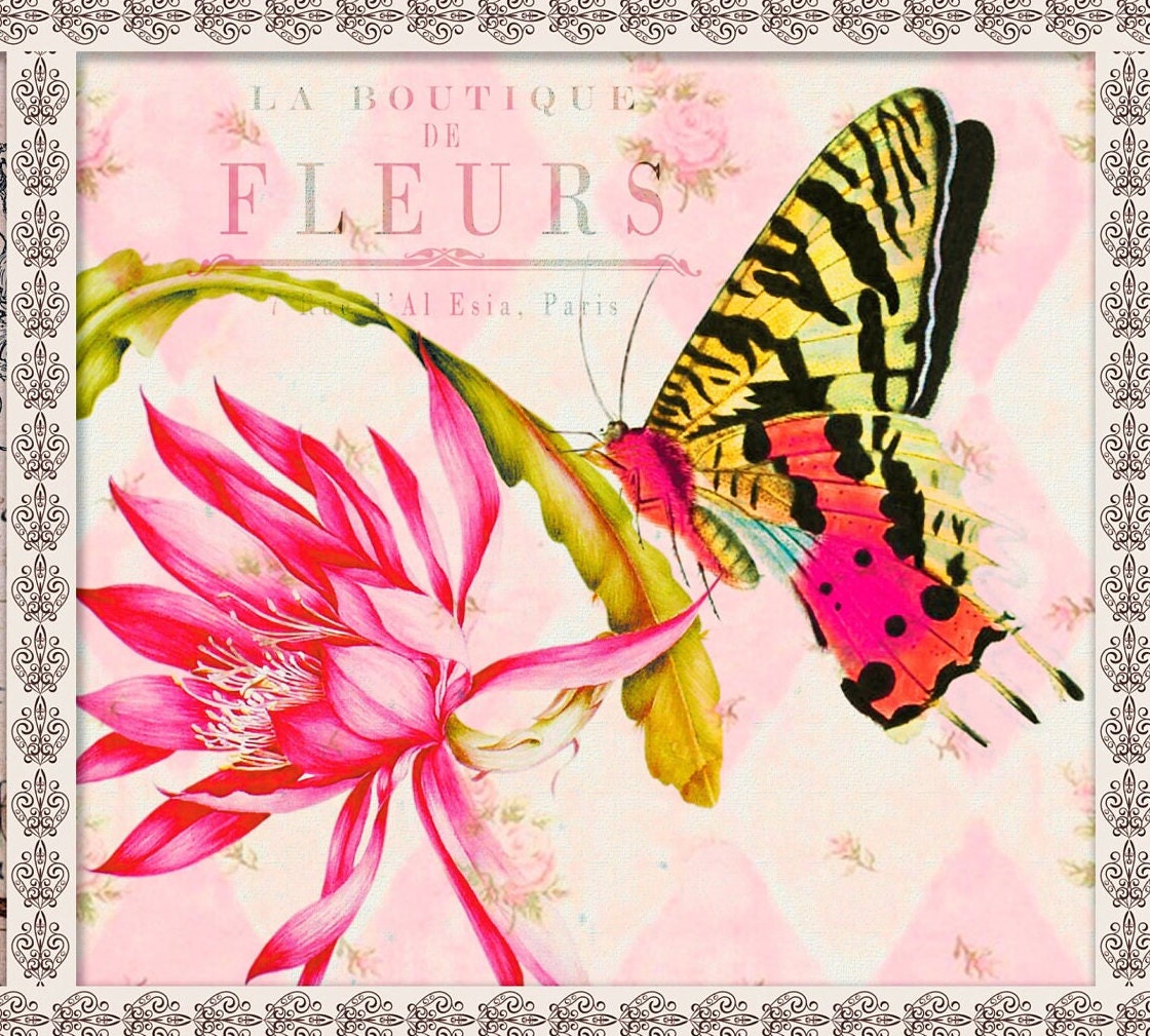 Large Decoupage Paper - Decoupage Art - Rice Paper for Decoupage - Vintage Decoupage - Butterfly
