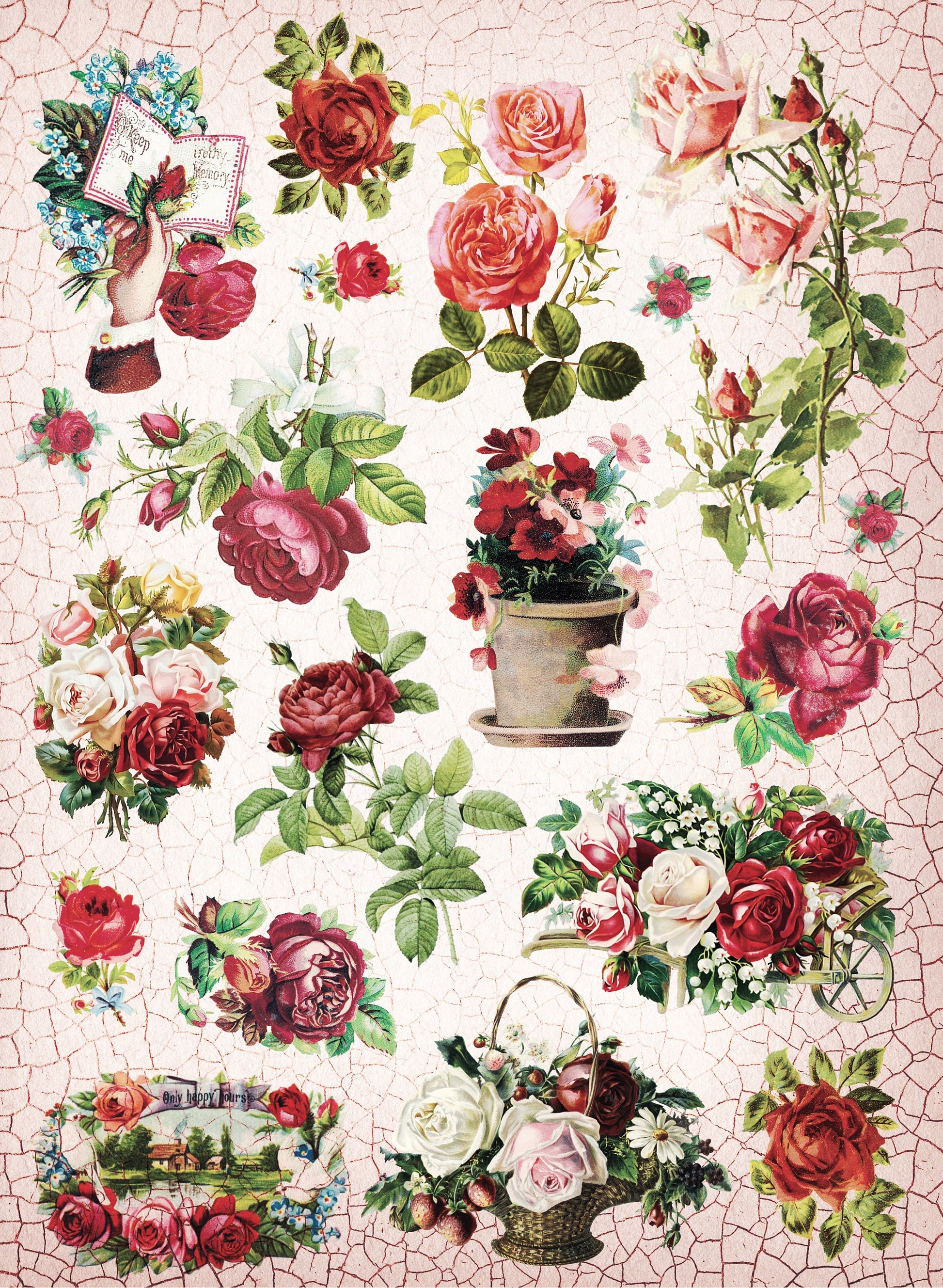 Large Decoupage Paper - Decoupage Art - Rice Paper for Decoupage - Vintage Decoupage - Roses