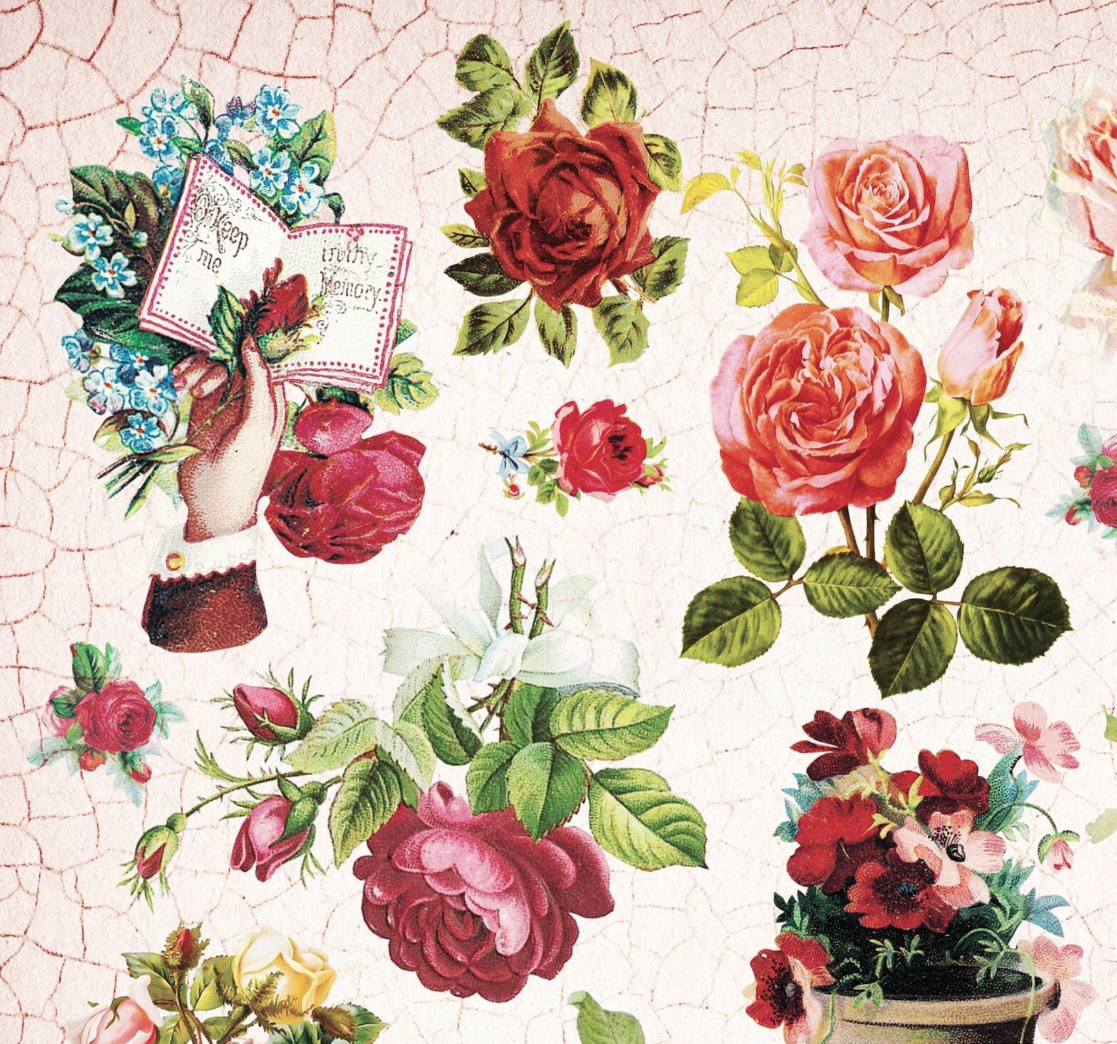 Large Decoupage Paper - Decoupage Art - Rice Paper for Decoupage - Vintage Decoupage - Roses