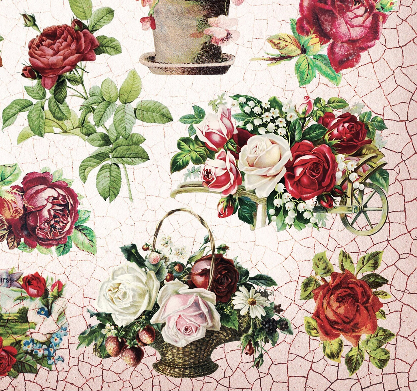 Large Decoupage Paper - Decoupage Art - Rice Paper for Decoupage - Vintage Decoupage - Roses