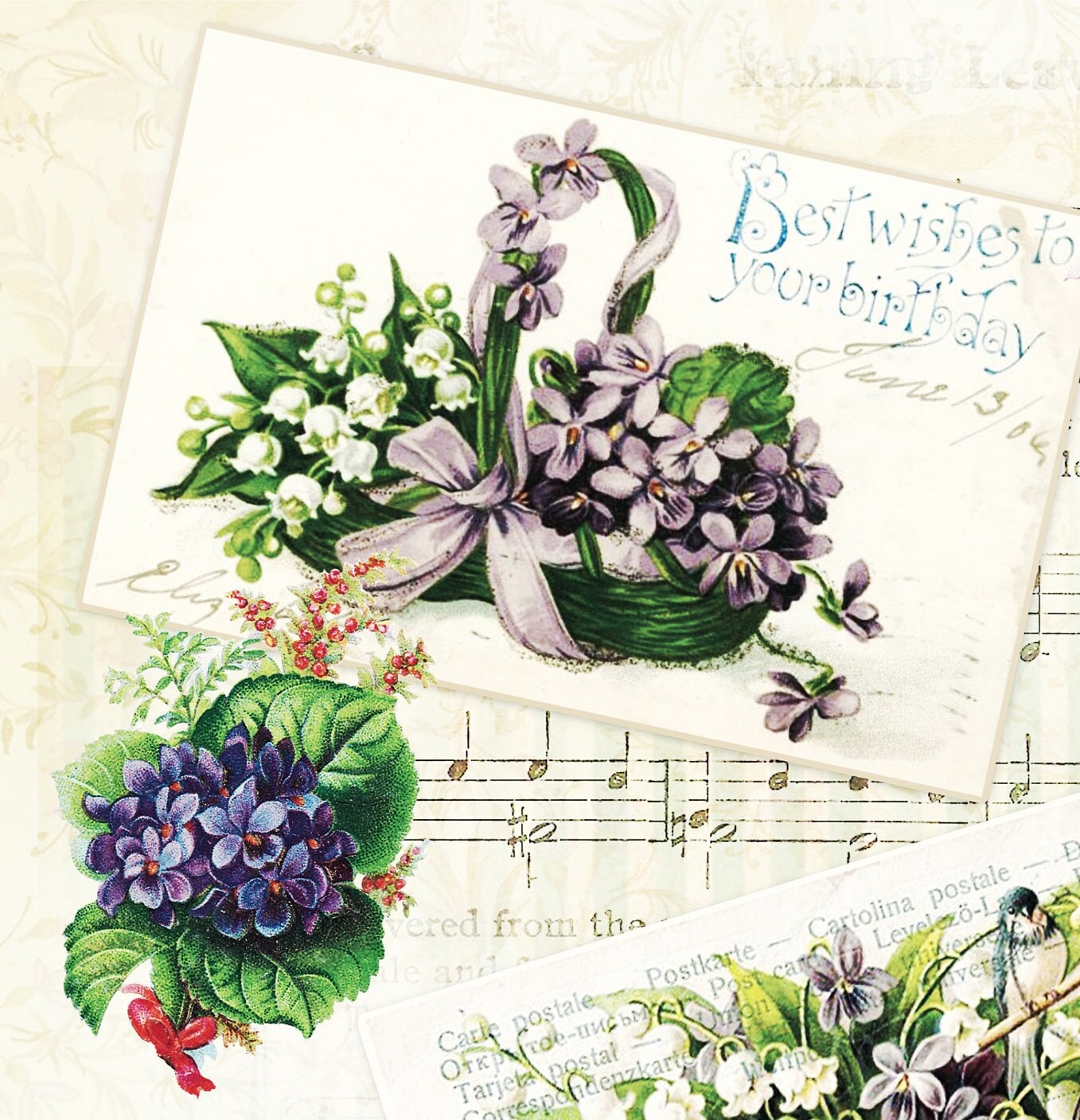 Large Decoupage Paper - Decoupage Art - Rice Paper for Decoupage - Vintage Decoupage - Flowers