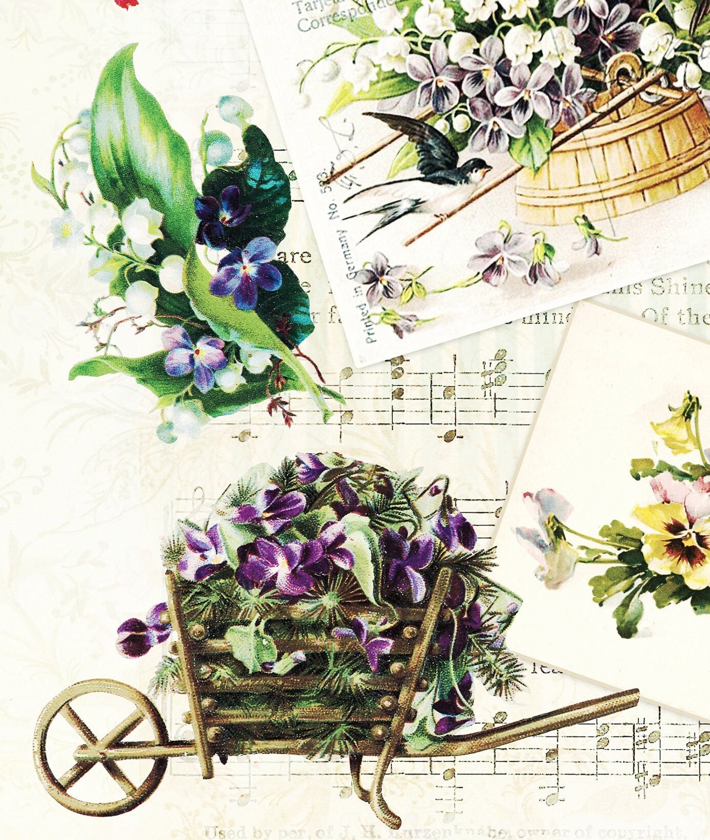 Large Decoupage Paper - Decoupage Art - Rice Paper for Decoupage - Vintage Decoupage - Flowers
