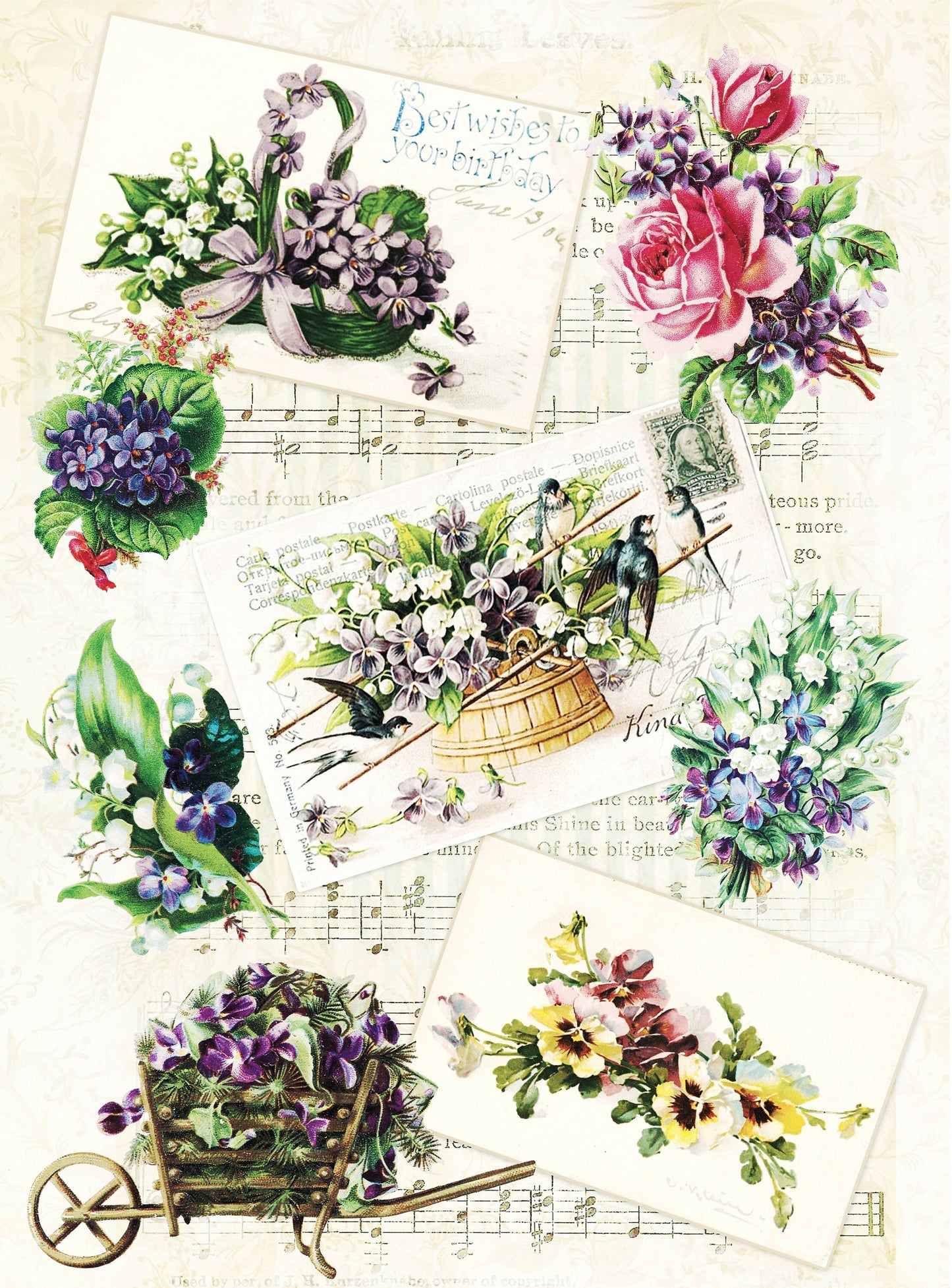 Large Decoupage Paper - Decoupage Art - Rice Paper for Decoupage - Vintage Decoupage - Flowers