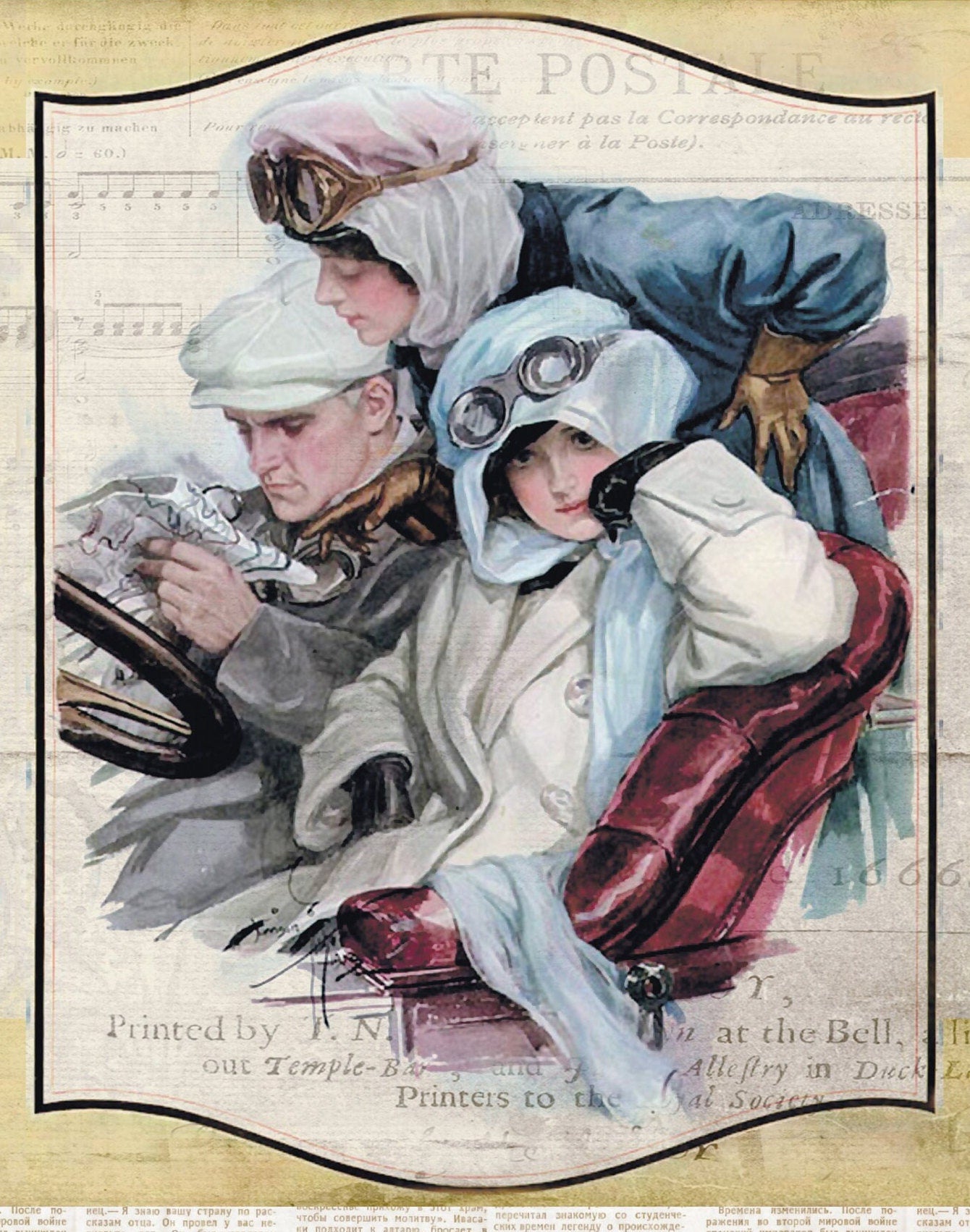 Large Decoupage Paper - Decoupage Art - Rice Paper for Decoupage - Vintage Decoupage - Cars Driver