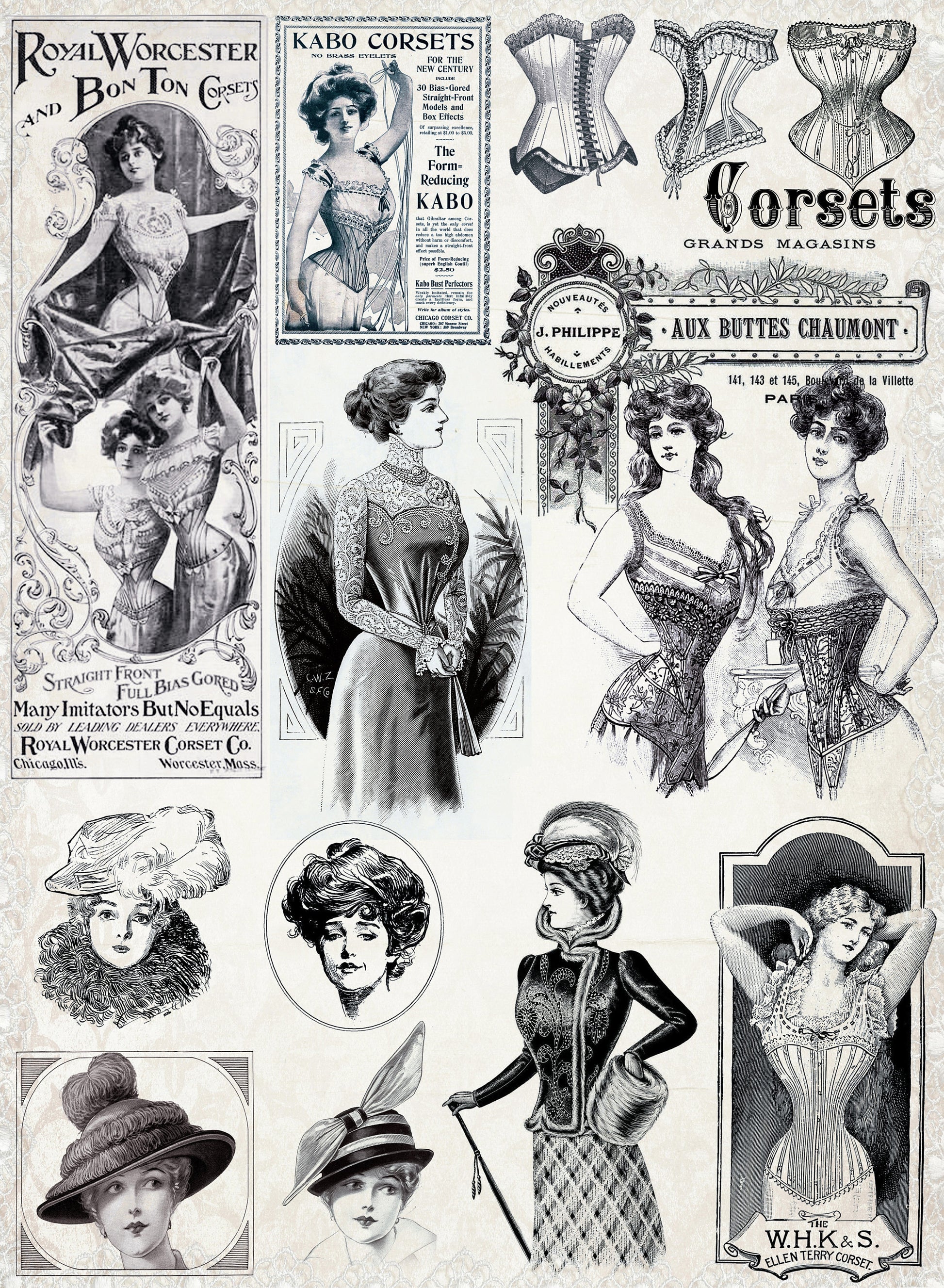 Large Vintage Women Decoupage Rice Paper – Furniture Art