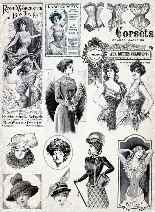 Large Vintage Women Decoupage Rice Paper – Furniture Art