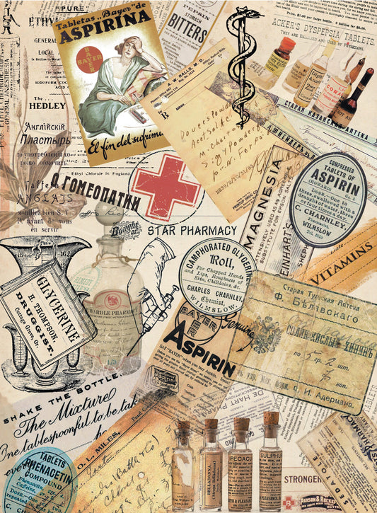 Large Decoupage Paper - Decoupage Art - Rice Paper for Decoupage - Decoupage for Furniture - Vintage Decoupage - Pharmacy Medical