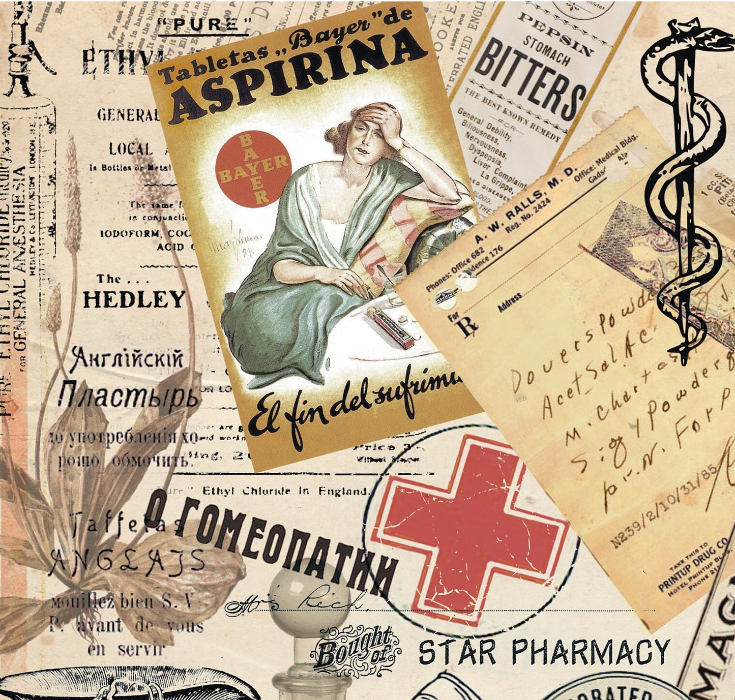 Large Decoupage Paper - Decoupage Art - Rice Paper for Decoupage - Decoupage for Furniture - Vintage Decoupage - Pharmacy Medical