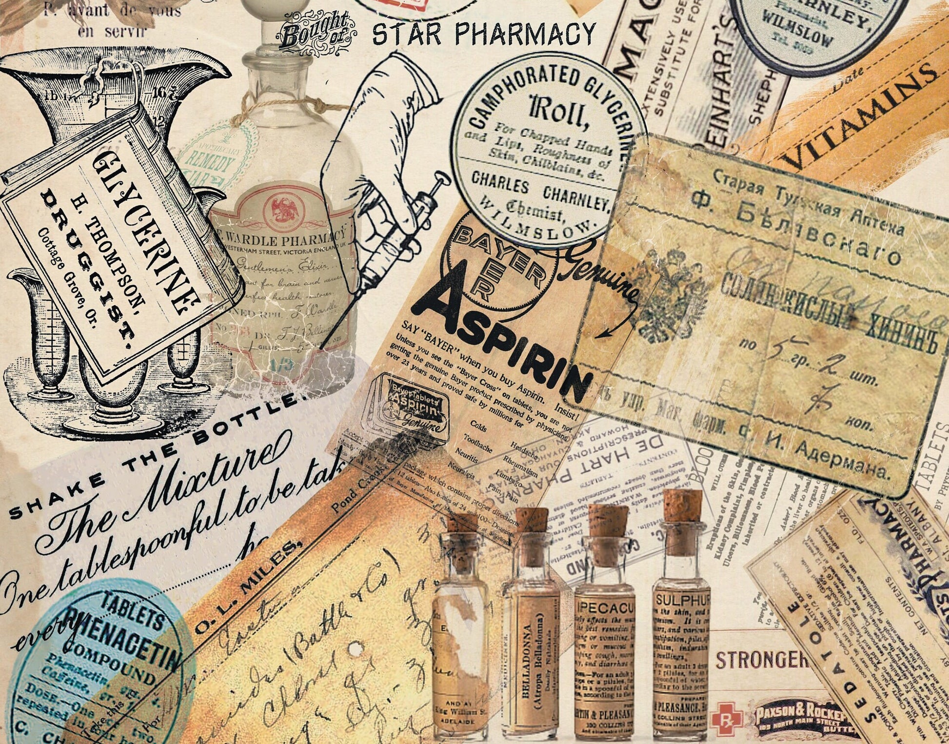 Large Decoupage Paper - Decoupage Art - Rice Paper for Decoupage - Decoupage for Furniture - Vintage Decoupage - Pharmacy Medical
