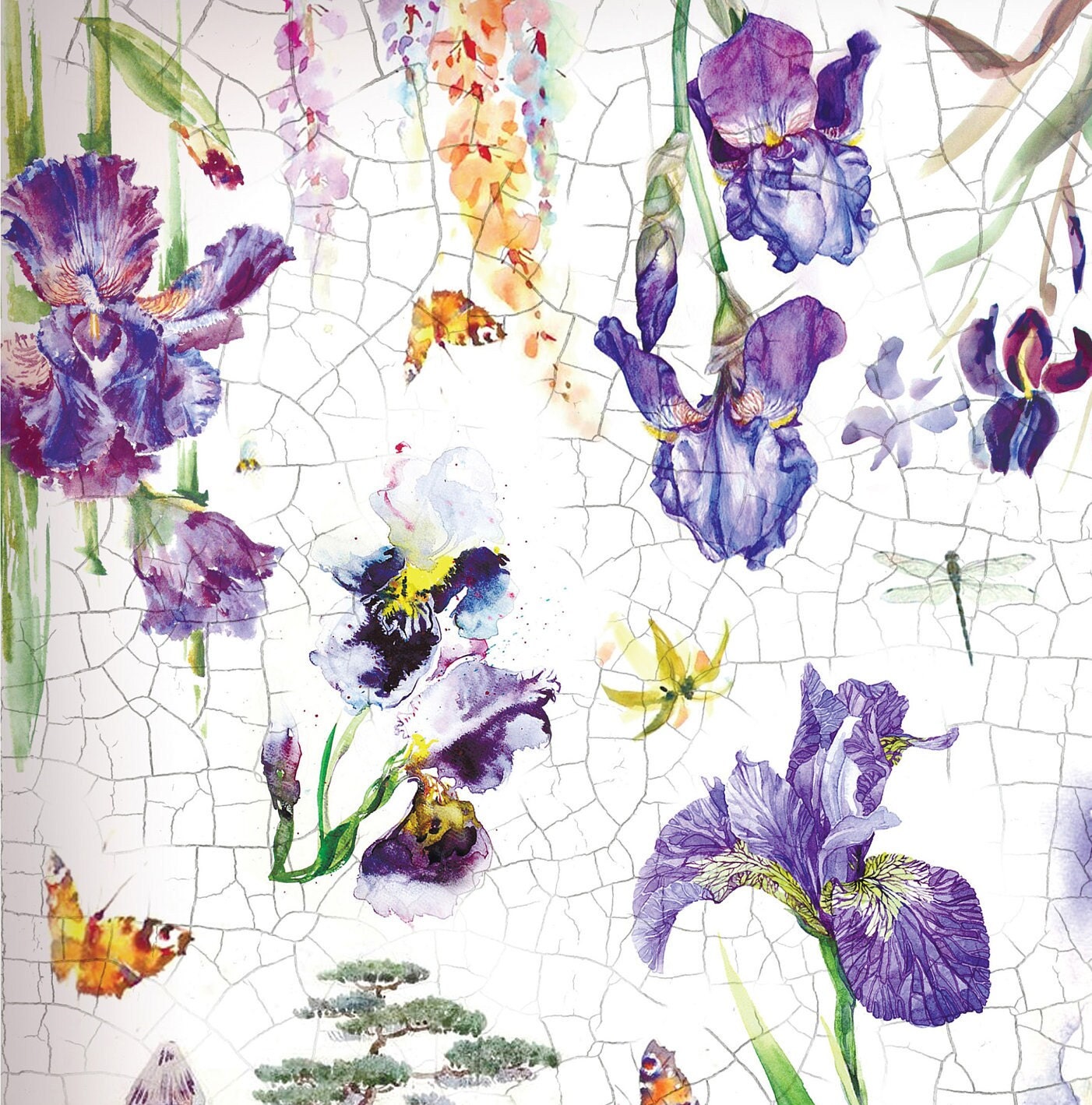 Large Decoupage Paper - Decoupage Art - Rice Paper for Decoupage - Decoupage for Furniture - Vintage Decoupage - Purple Flowers