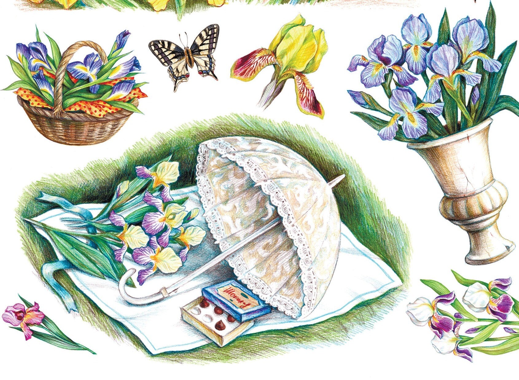 Large Decoupage Paper - Decoupage Art - Rice Paper for Decoupage - Decoupage for Furniture - Vintage Decoupage - Watercolor Flowers