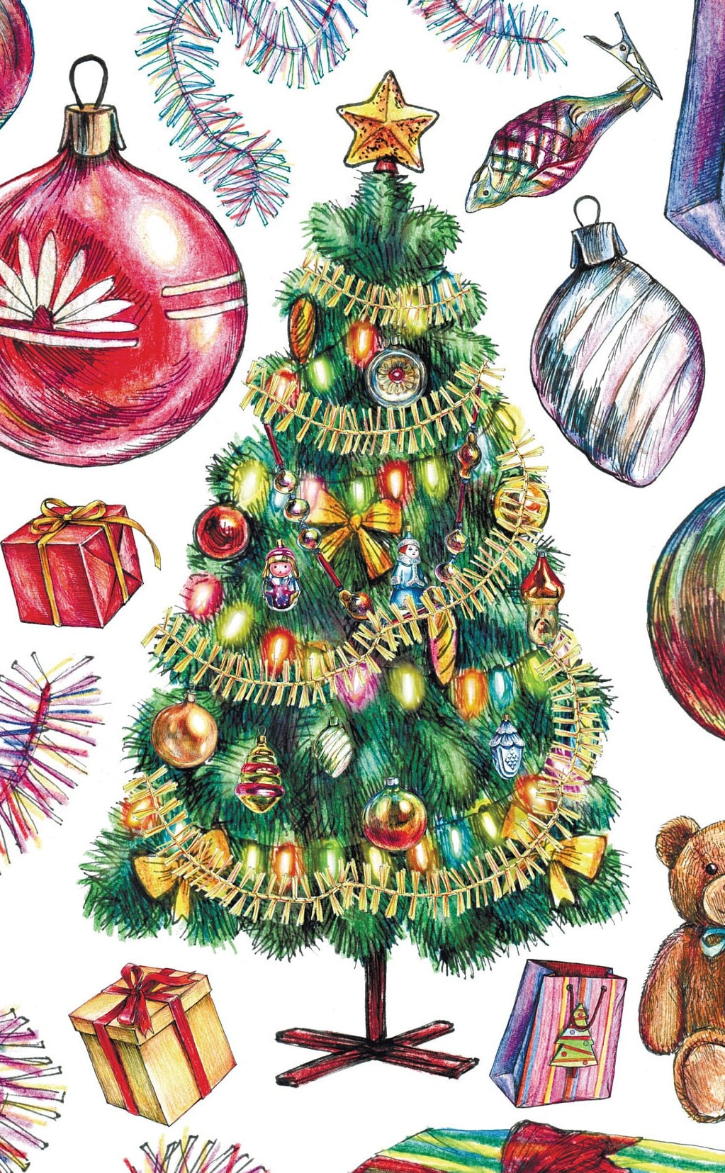 Large Decoupage Paper - Decoupage Art - Rice Paper for Decoupage - Decoupage for Furniture - Vintage Decoupage - Christmas Tree