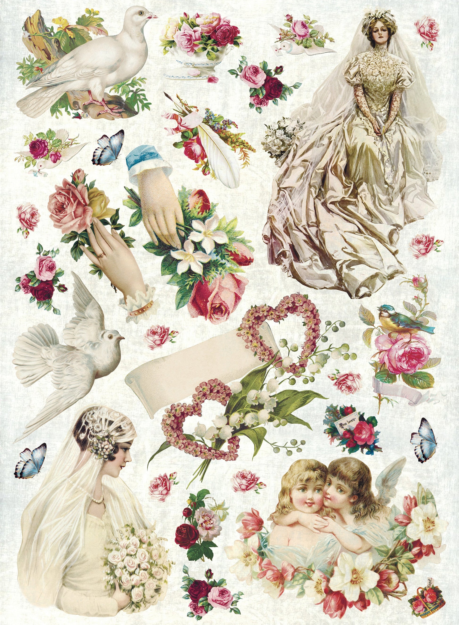 Large Decoupage Paper - Decoupage Art - Rice Paper for Decoupage - Decoupage for Furniture - Vintage Decoupage - Wedding Bride