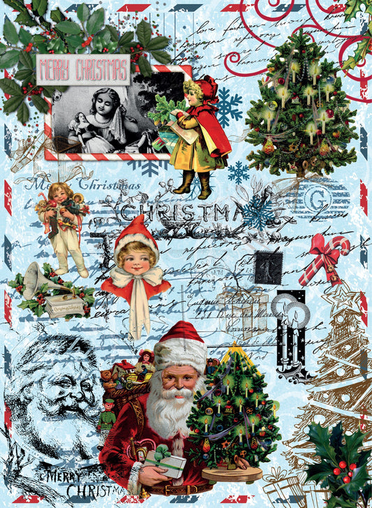 Large Decoupage Paper - Decoupage Art - Rice Paper for Decoupage - Decoupage for Furniture - Vintage Decoupage - Christmas Santa