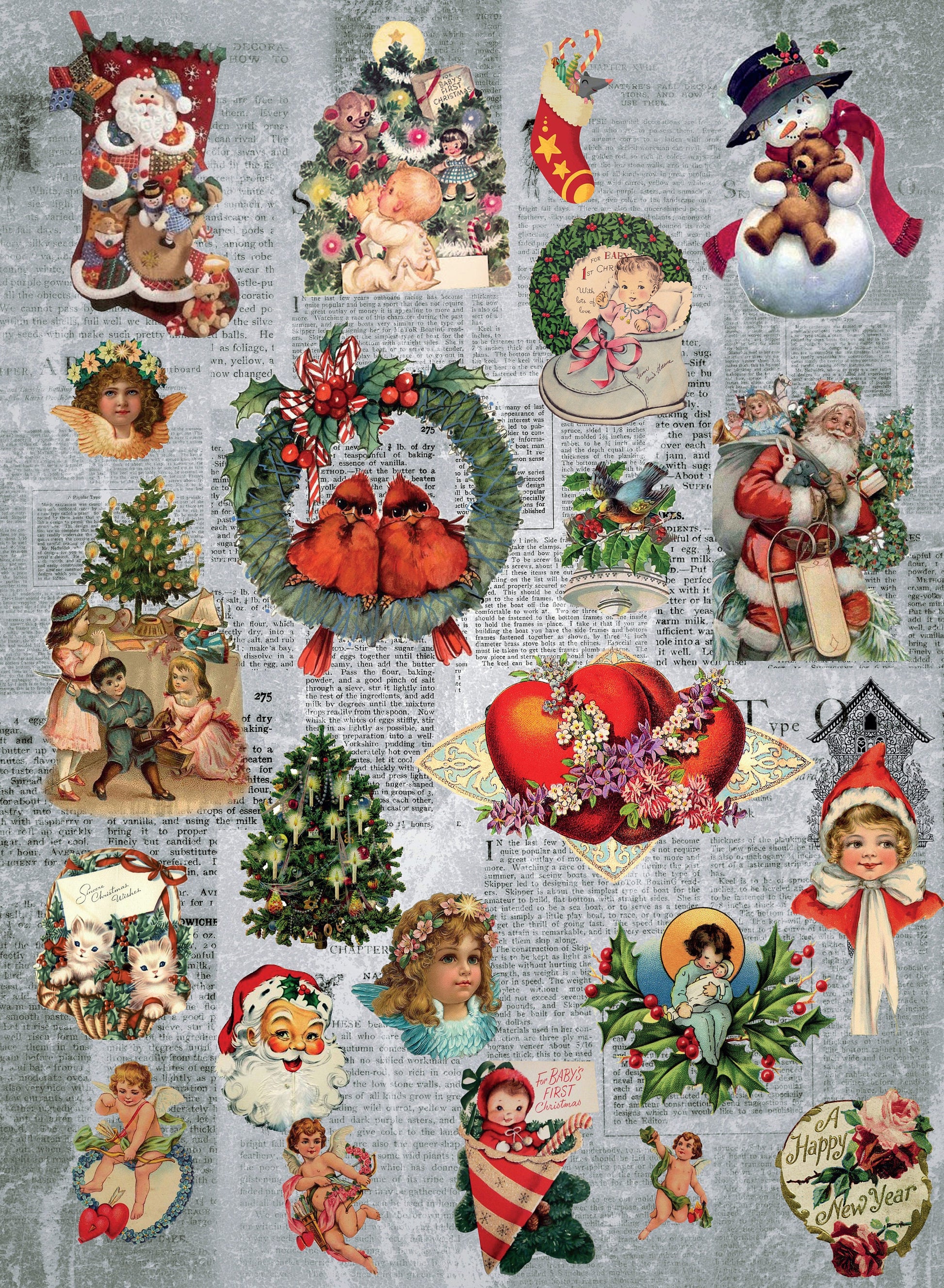 Large Decoupage Paper - Decoupage Art - Rice Paper for Decoupage - Decoupage for Furniture - Vintage Decoupage - Christmas