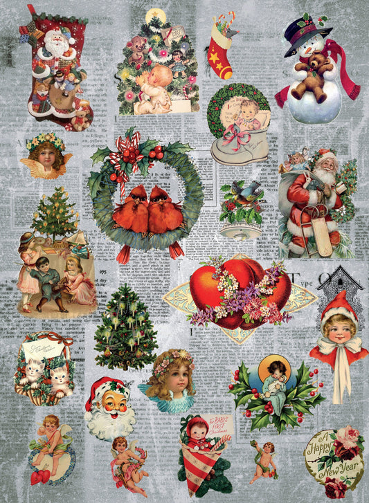 Large Decoupage Paper - Decoupage Art - Rice Paper for Decoupage - Decoupage for Furniture - Vintage Decoupage - Christmas