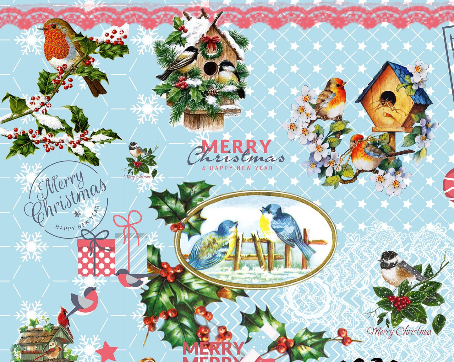 Large Decoupage Paper - Decoupage Art - Rice Paper for Decoupage - Decoupage for Furniture - Vintage Decoupage - Happy Christmas Tree