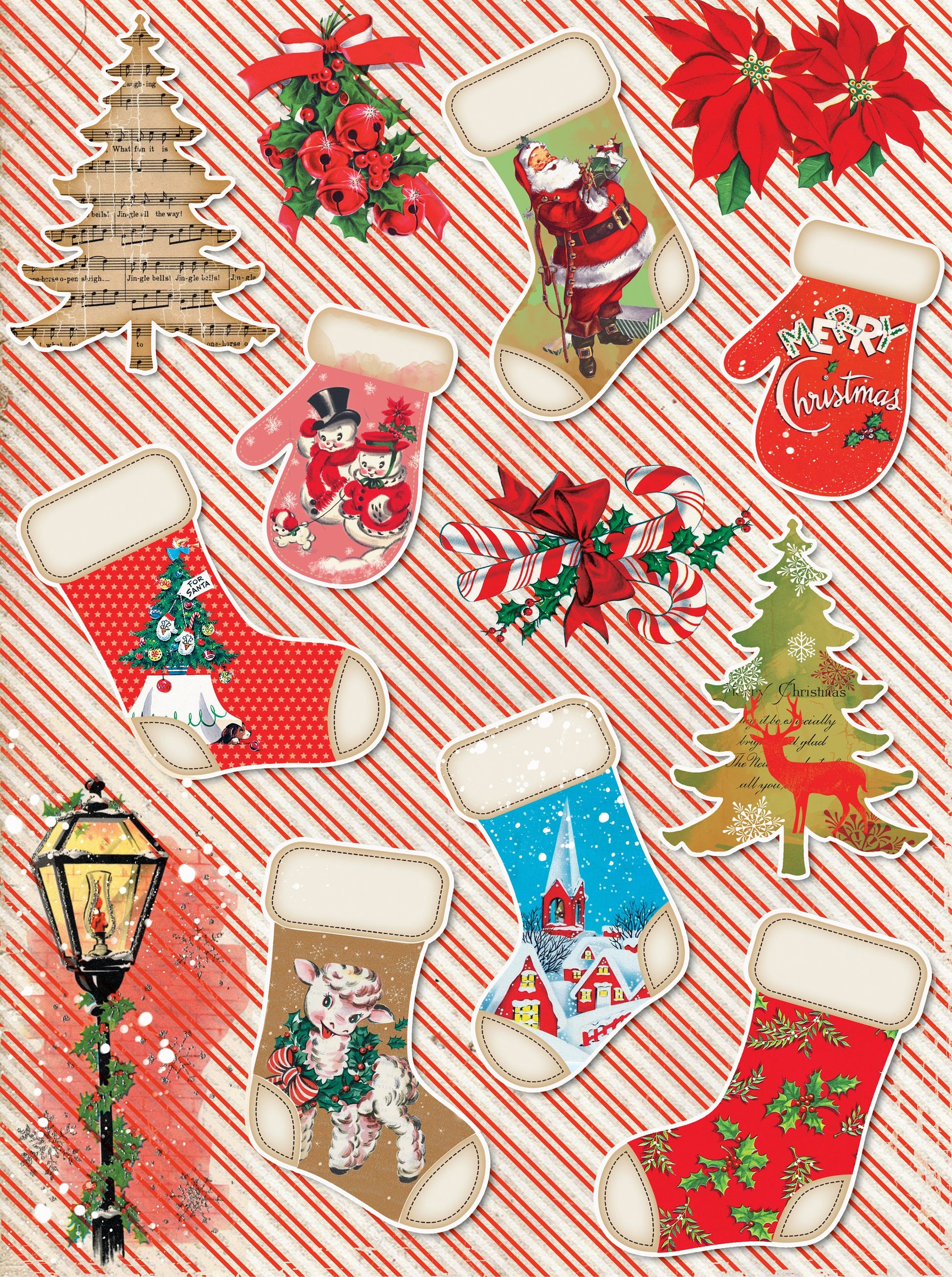 Large Decoupage Paper - Decoupage Art - Rice Paper for Decoupage - Decoupage for Furniture - Vintage Decoupage - Happy Christmas