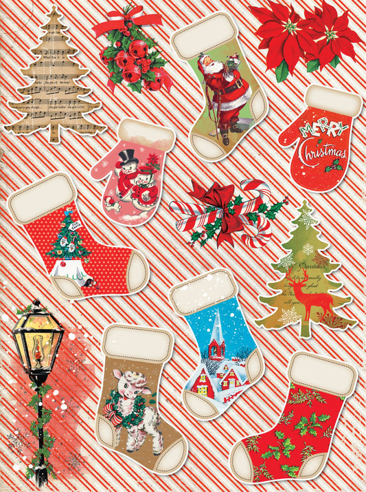 Large Decoupage Paper - Decoupage Art - Rice Paper for Decoupage - Decoupage for Furniture - Vintage Decoupage - Happy Christmas