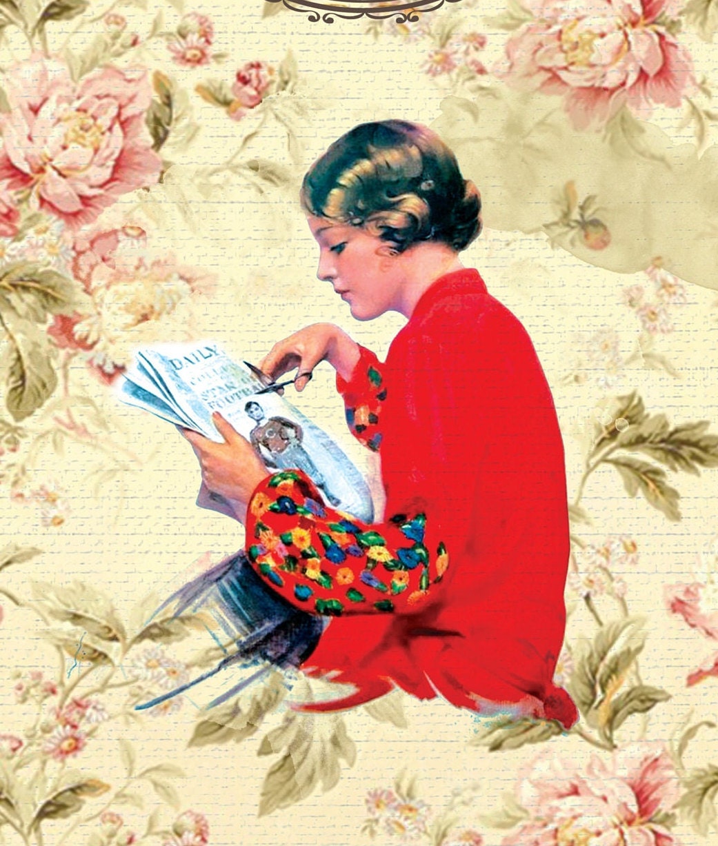 Large Decoupage Paper - Decoupage Art - Rice Paper for Decoupage - Decoupage for Furniture - Vintage Decoupage - Woman