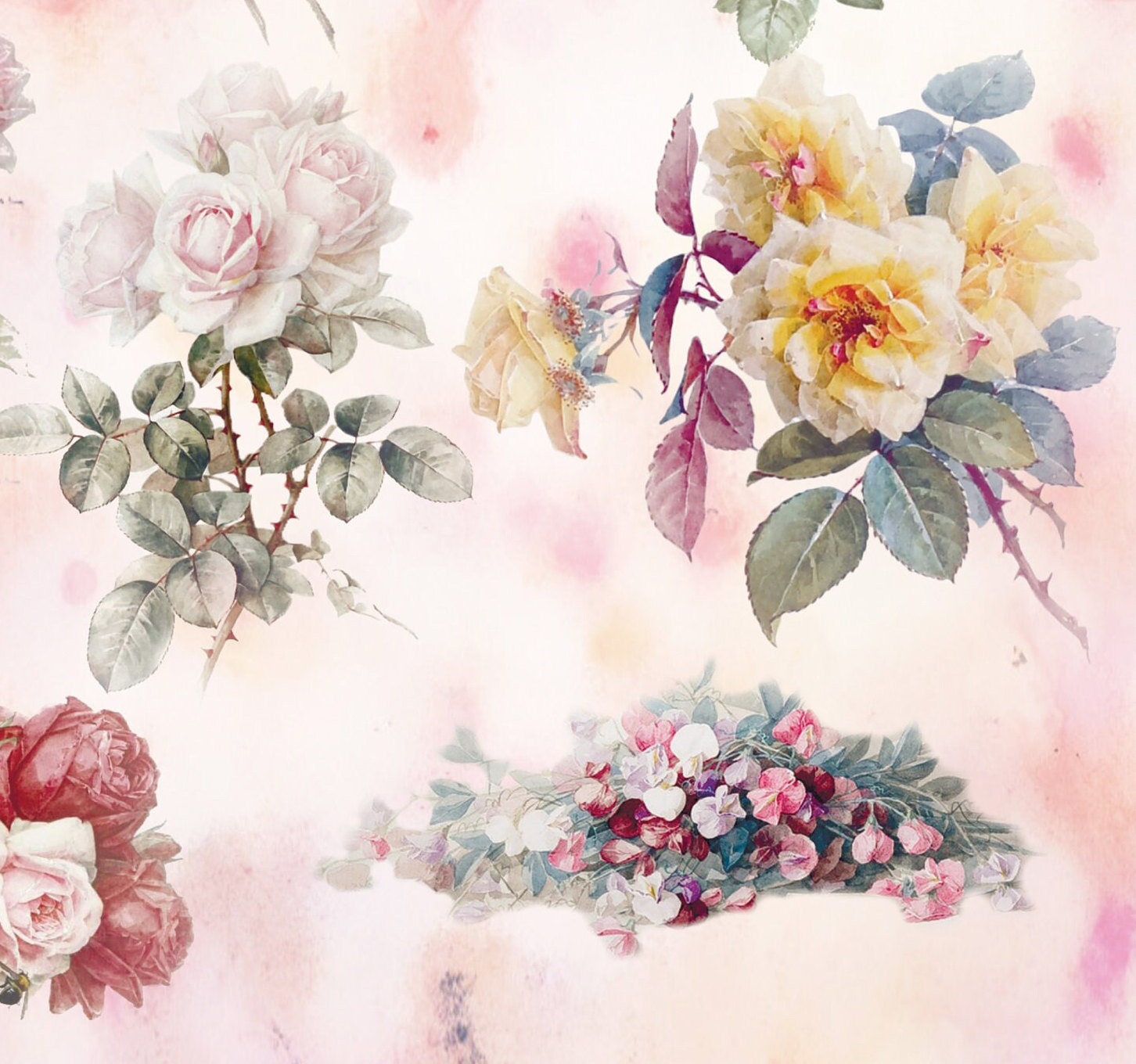 Large Decoupage Paper - Decoupage Art - Rice Paper for Decoupage - Decoupage for Furniture - Vintage Decoupage - Roses