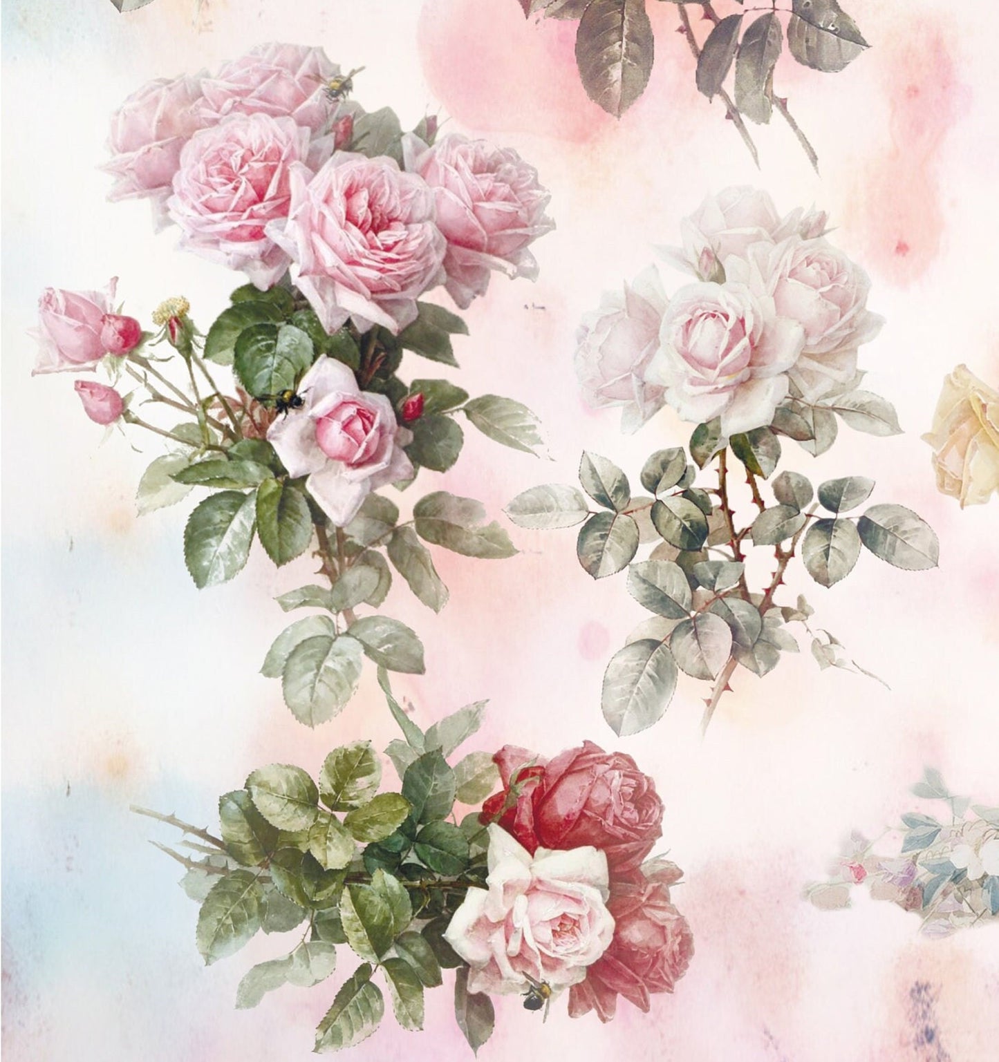 Large Decoupage Paper - Decoupage Art - Rice Paper for Decoupage - Decoupage for Furniture - Vintage Decoupage - Roses