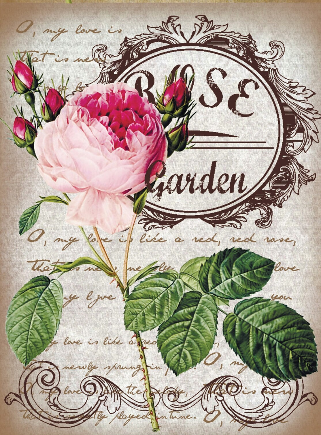Large Decoupage Paper - Decoupage Art - Rice Paper for Decoupage - Decoupage for Furniture - Vintage Decoupage - Roses
