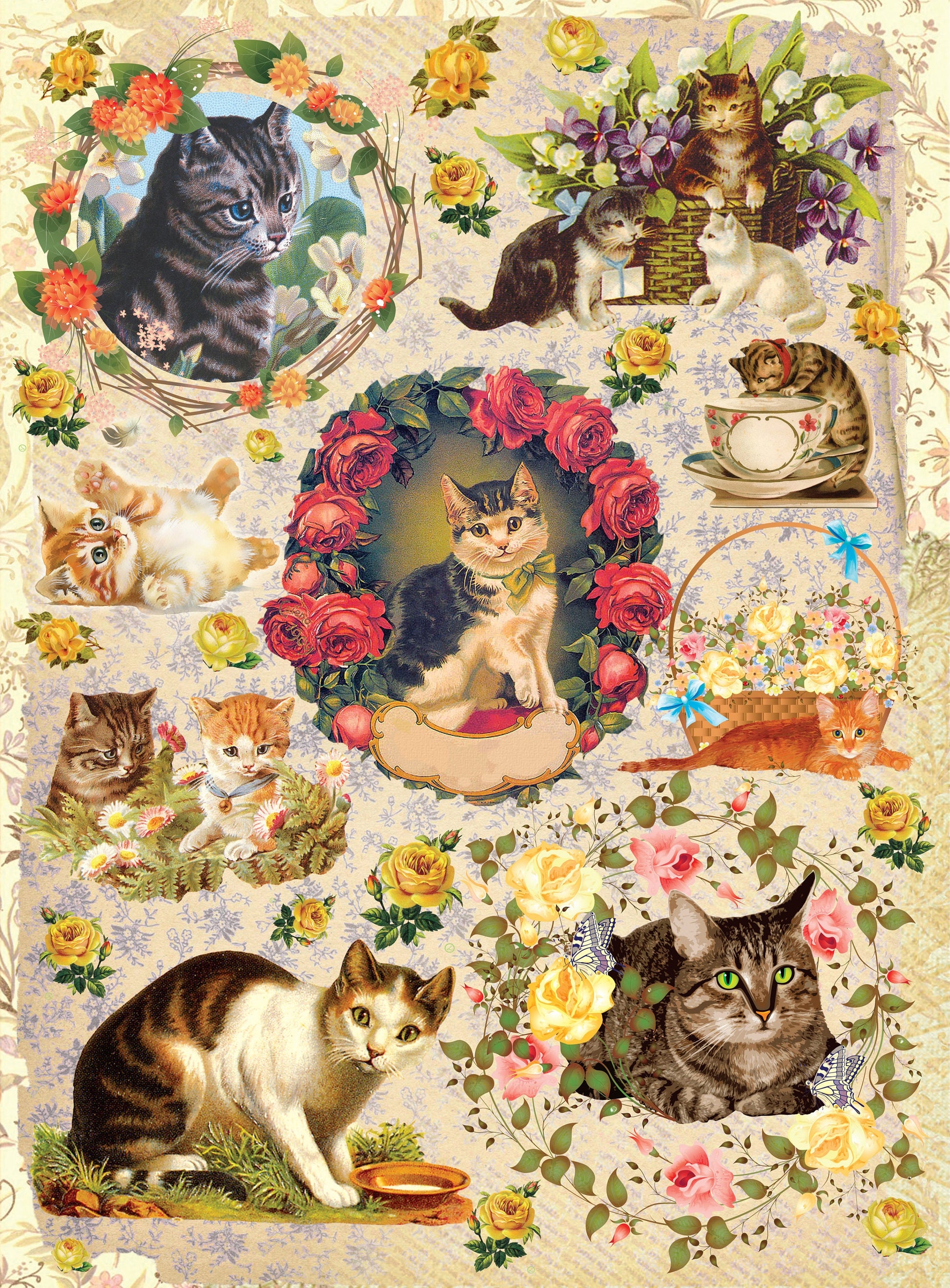 cats decoupage paper