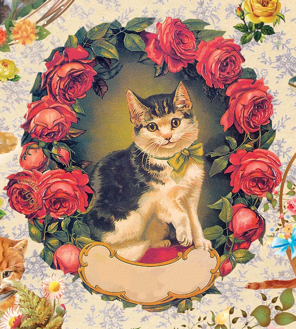 Large Decoupage Paper - Decoupage Art - Rice Paper for Decoupage - Decoupage for Furniture - Vintage Decoupage - Cats