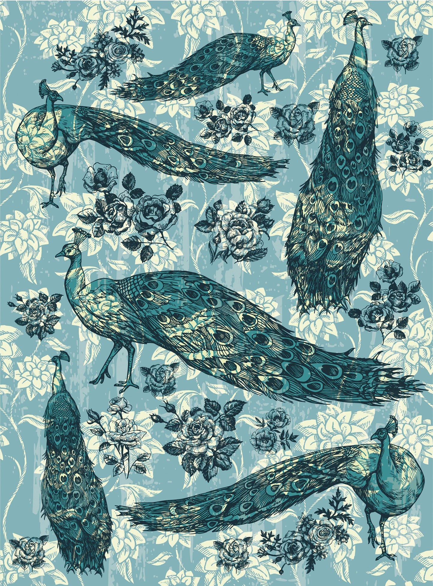 Large Decoupage Paper - Decoupage Art - Rice Paper for Decoupage - Decoupage for Furniture - Vintage Decoupage - Peacock