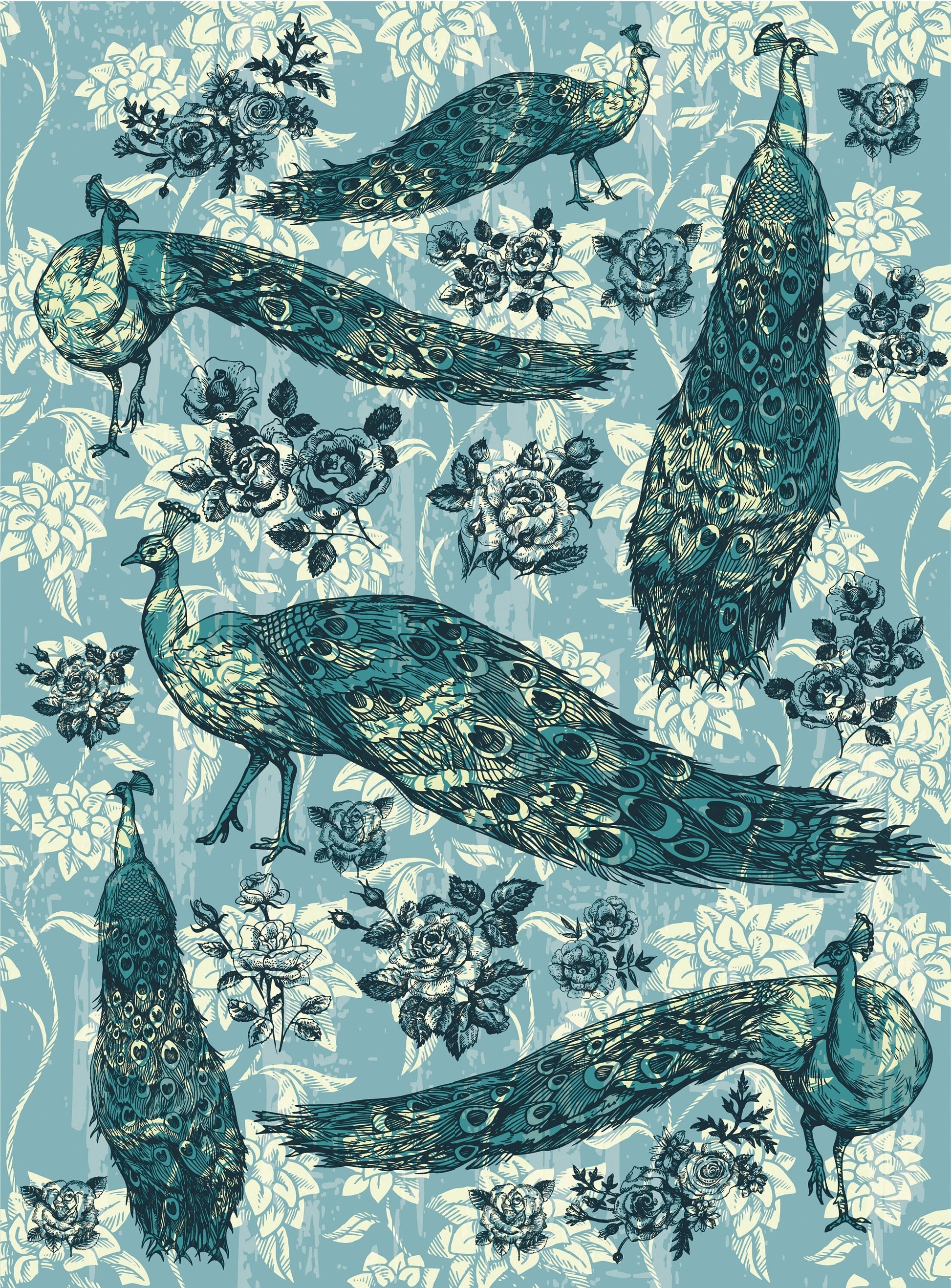 Large Decoupage Paper - Decoupage Art - Rice Paper for Decoupage - Decoupage for Furniture - Vintage Decoupage - Peacock