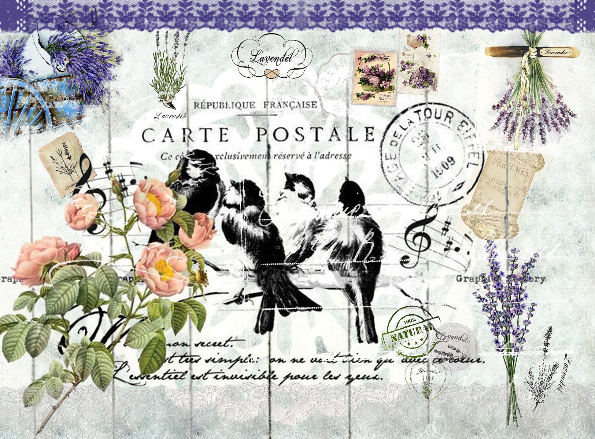 birds decoupage paper
