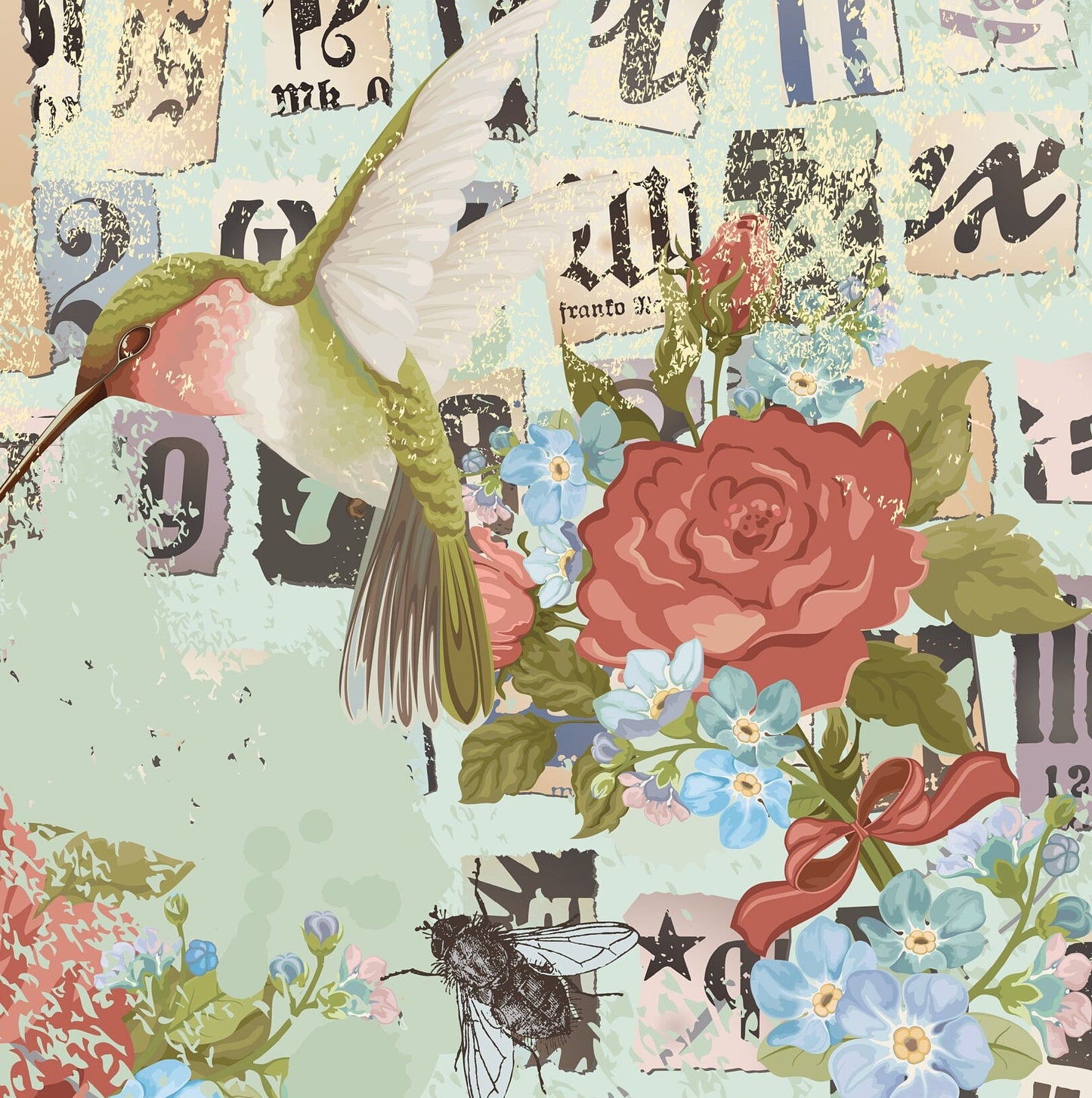Large Decoupage Paper - Decoupage Art - Rice Paper for Decoupage - Decoupage for Furniture - Vintage Decoupage - Birds Collage