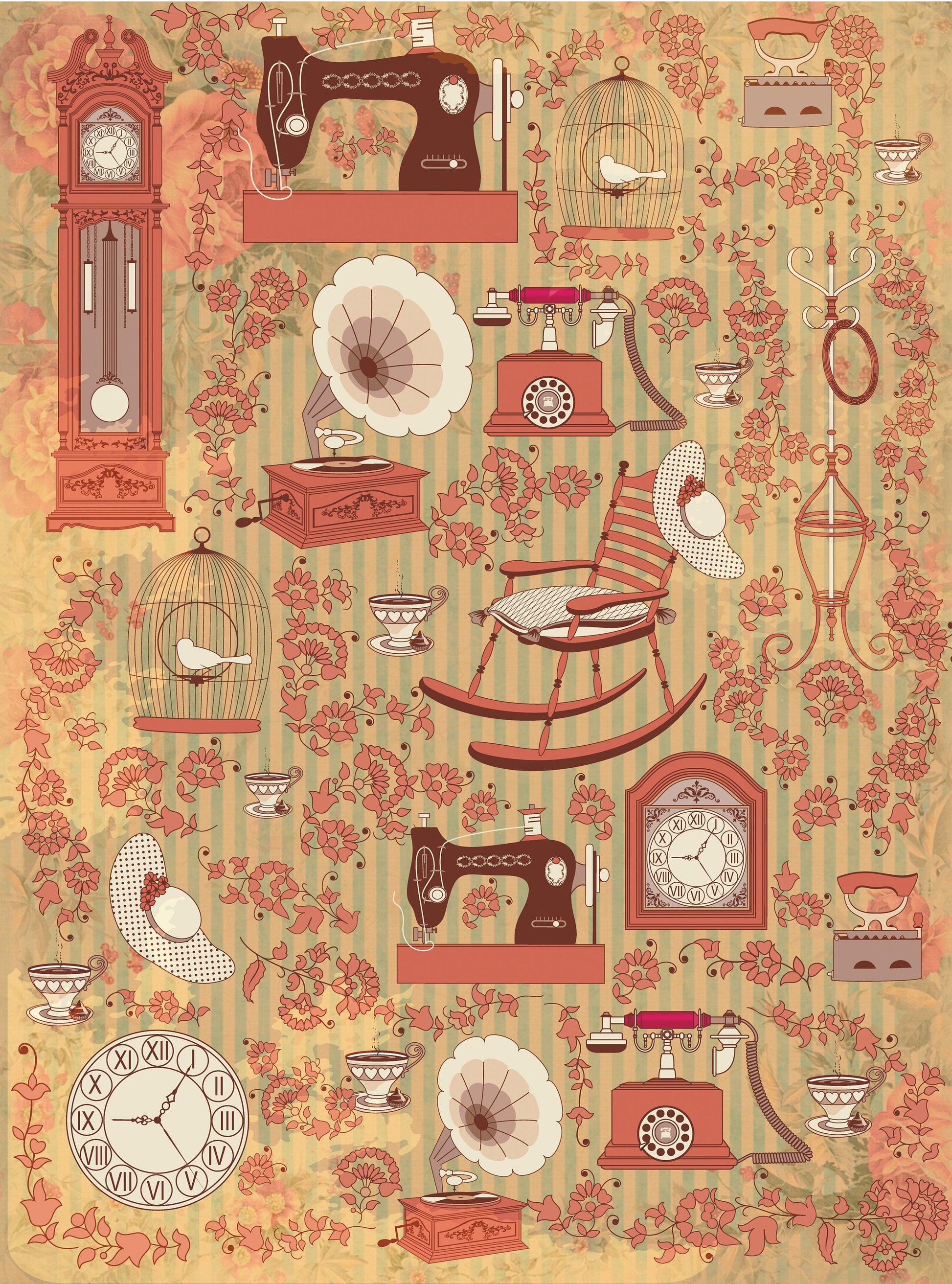 Large Decoupage Paper - Decoupage Art - Rice Paper for Decoupage - Decoupage for Furniture - Vintage Decoupage - Antique Gramophone Clock