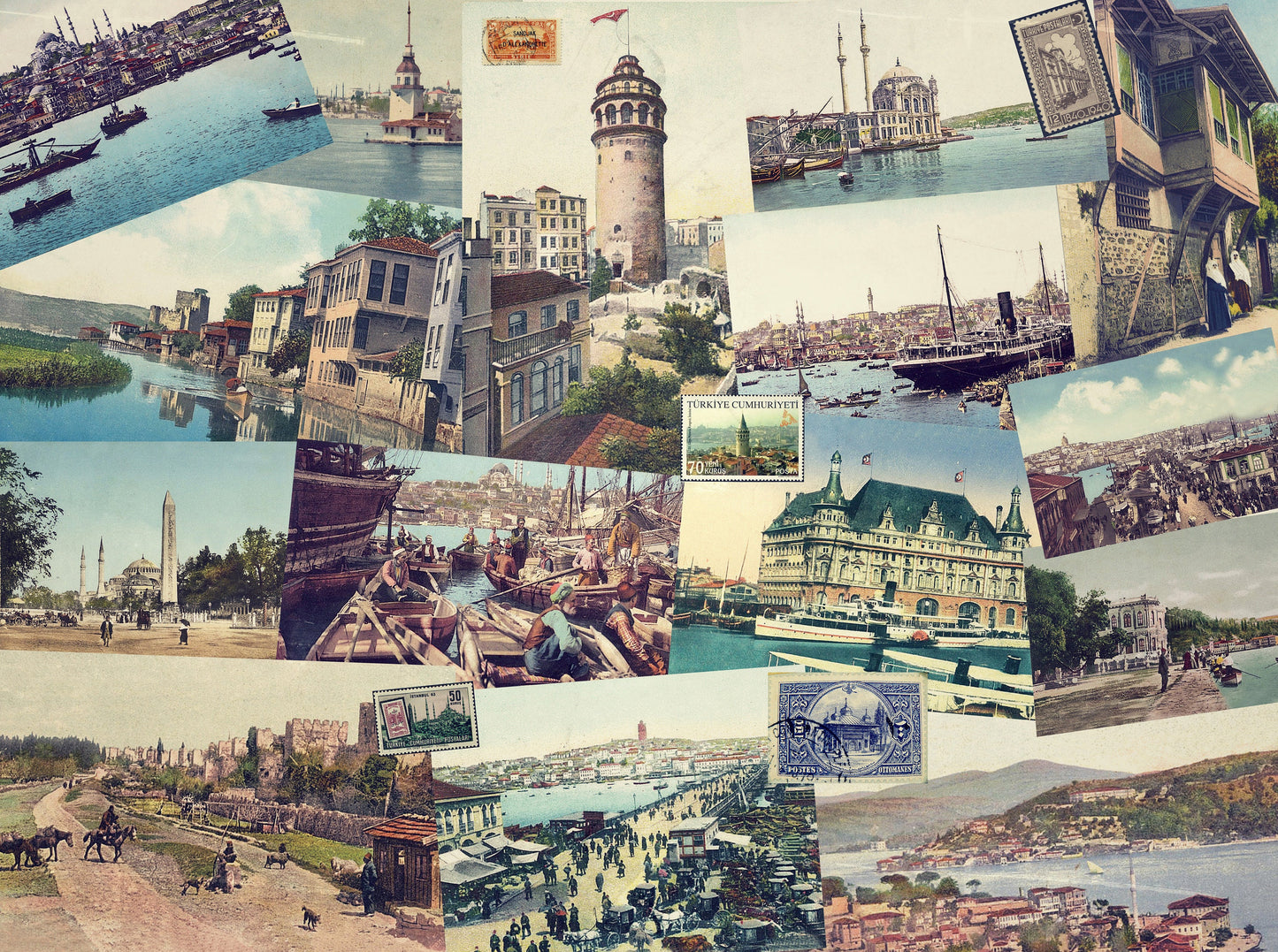 Large Decoupage Paper - Decoupage Art - Rice Paper for Decoupage - Decoupage for Furniture - Vintage Decoupage - Istanbul Postcard