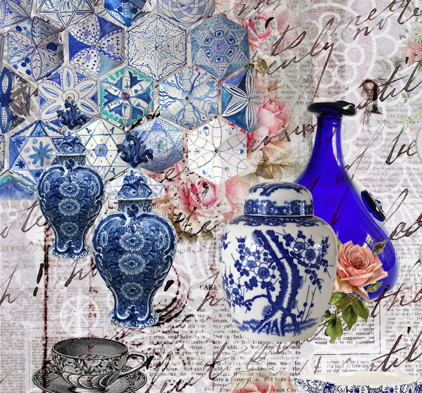 Large Decoupage Paper - Decoupage Art - Rice Paper for Decoupage - Decoupage for Furniture - Vintage Decoupage