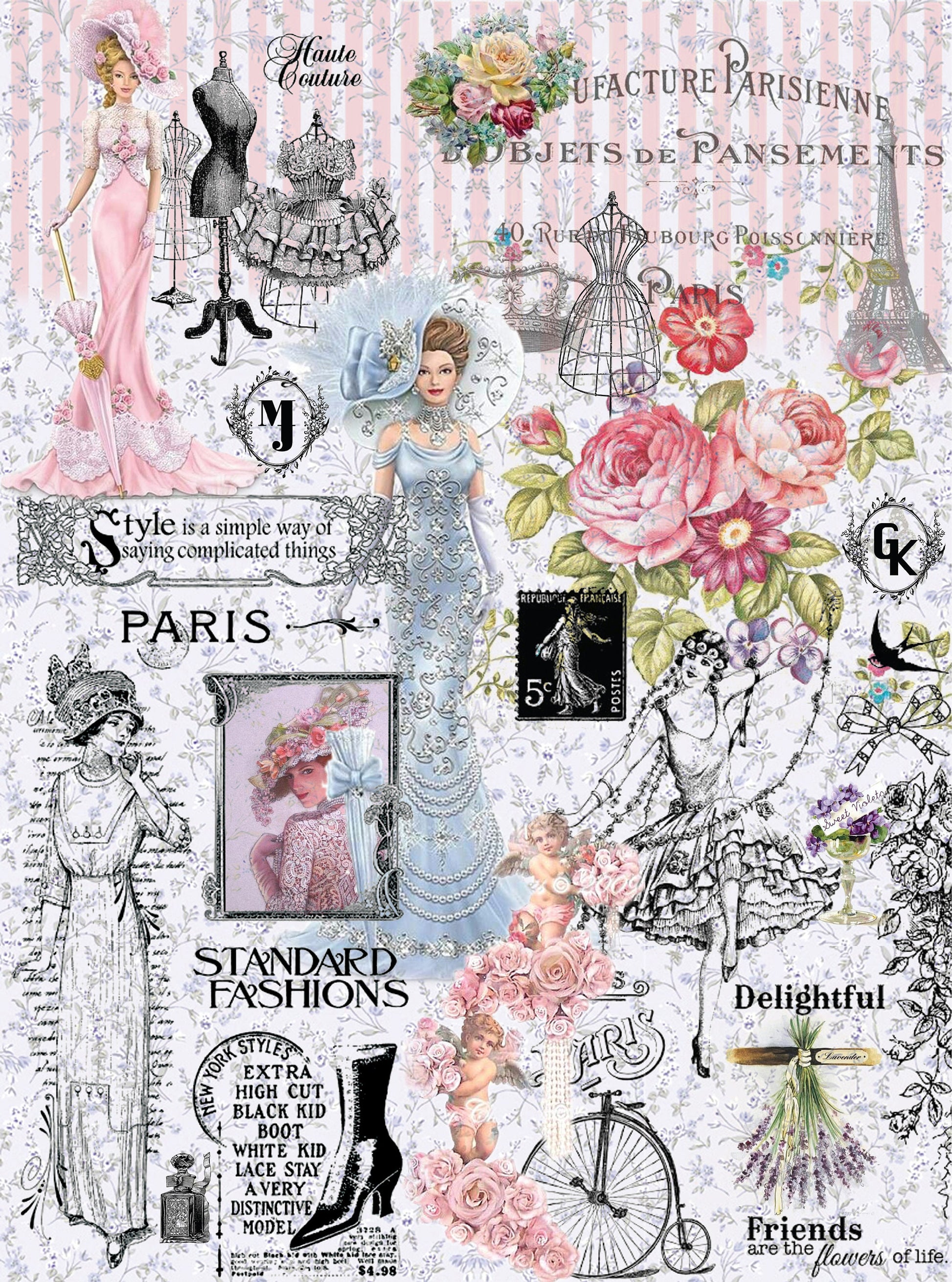 Large Decoupage Paper - Decoupage Art - Rice Paper for Decoupage - Decoupage for Furniture - Vintage Decoupage