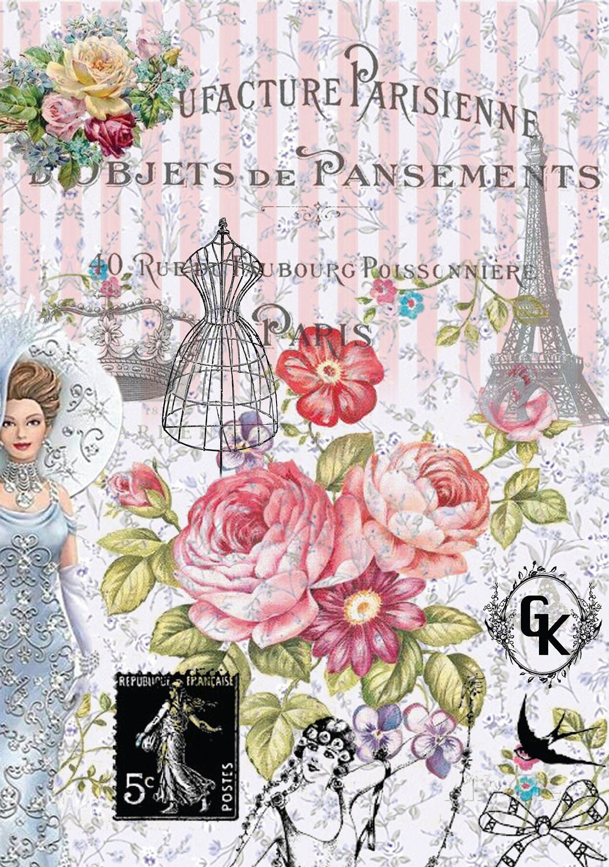 Large Decoupage Paper - Decoupage Art - Rice Paper for Decoupage - Decoupage for Furniture - Vintage Decoupage