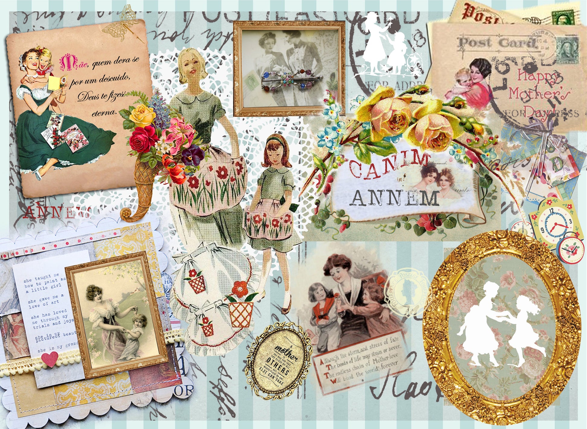 Large Decoupage Paper - Decoupage Art - Rice Paper for Decoupage - Decoupage for Furniture - Vintage Decoupage - Mother Child