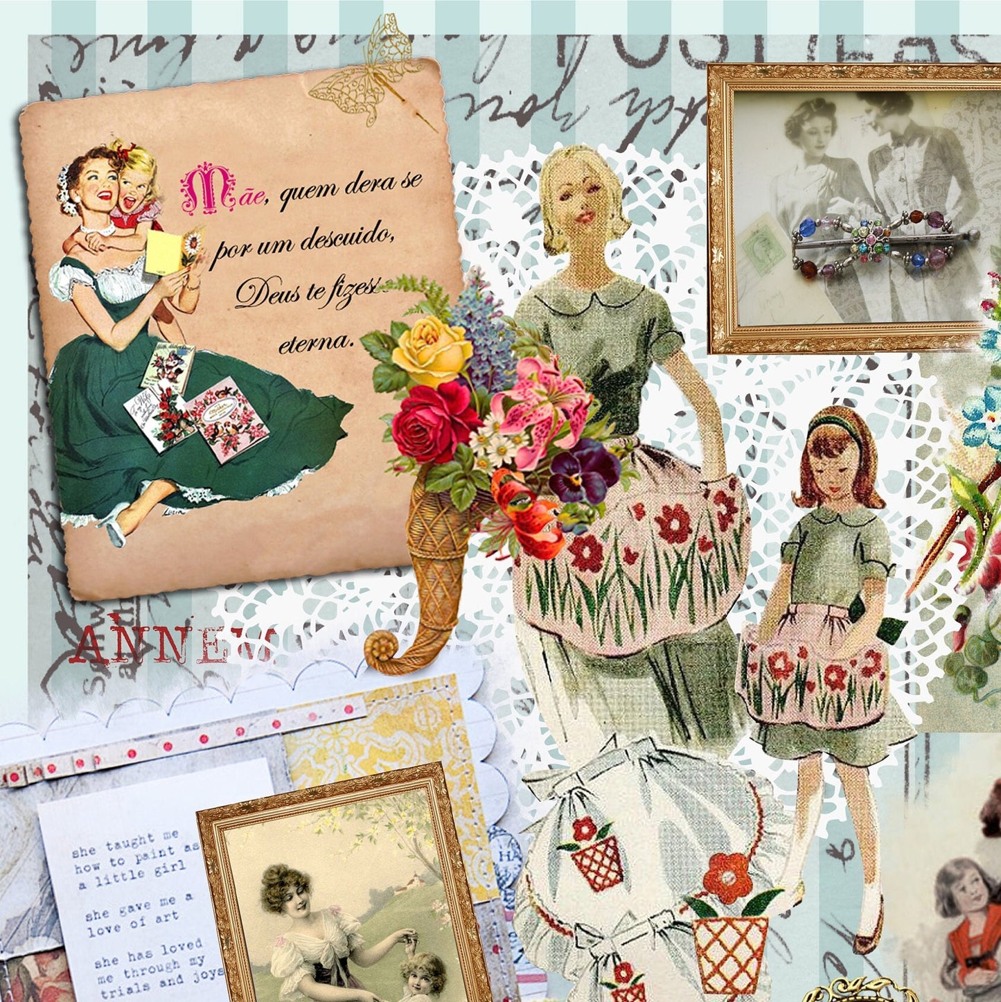 Large Decoupage Paper - Decoupage Art - Rice Paper for Decoupage - Decoupage for Furniture - Vintage Decoupage - Mother Child